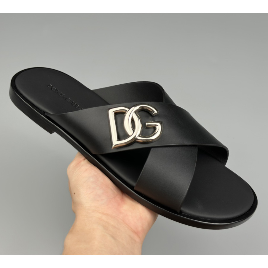 Dolce & Gabbana Logo-plaque Cross-over Leather Sandals - PerfectKickZ