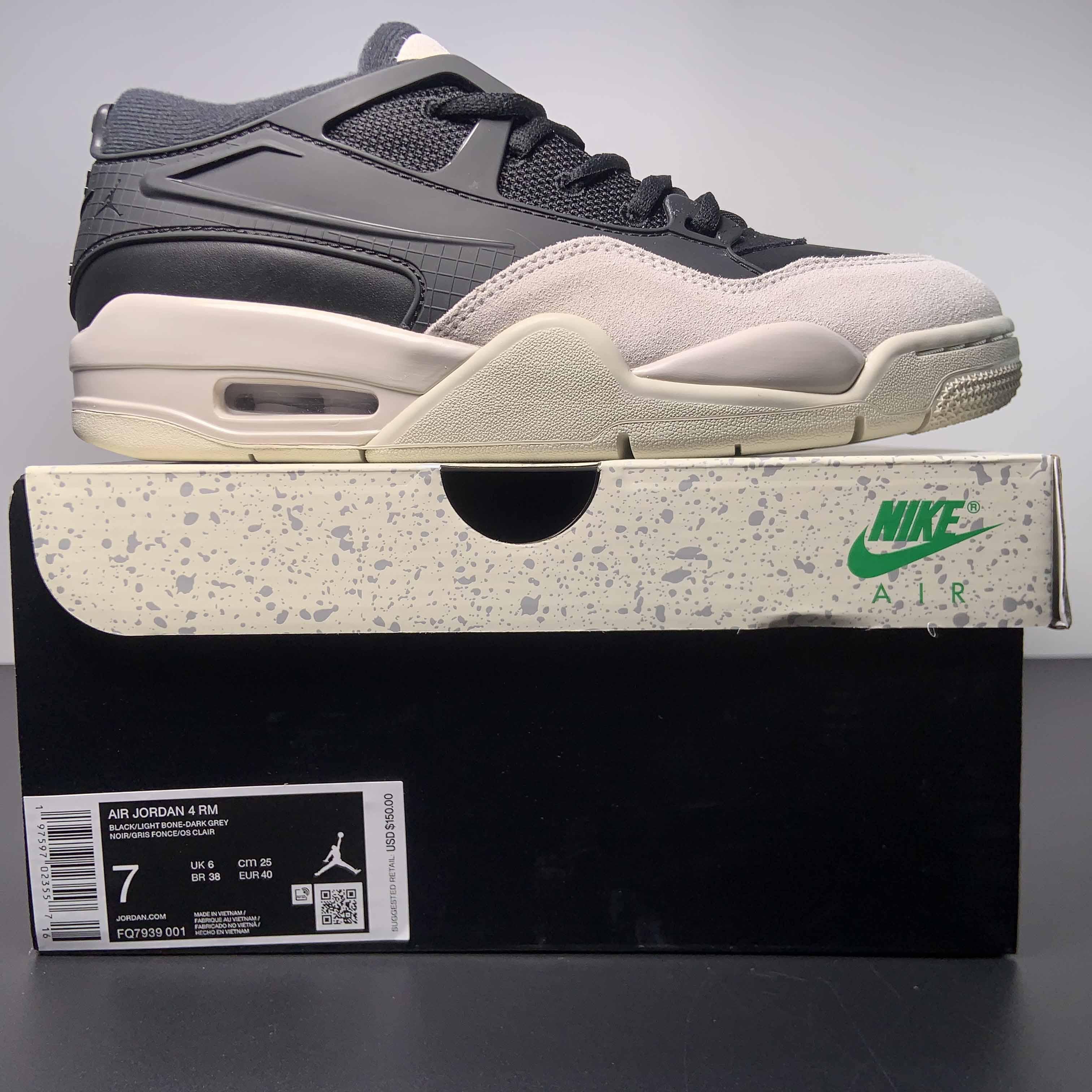 Jordan 4 Black/Light Bone-Dark Grey Sneakers     FQ7939-001 - PerfectKickZ
