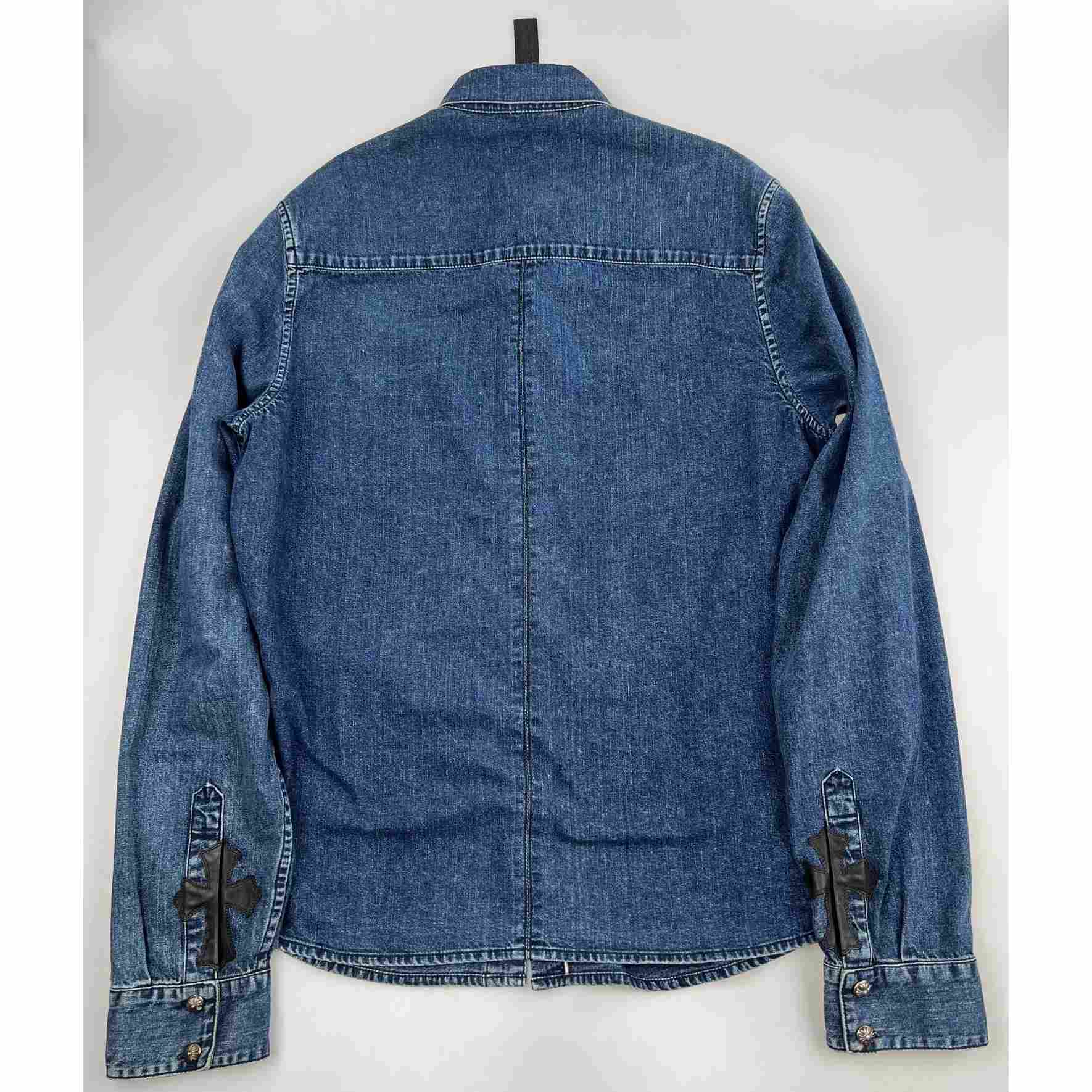 Chrome Heart Denim Button Up Shirt - PerfectKickZ
