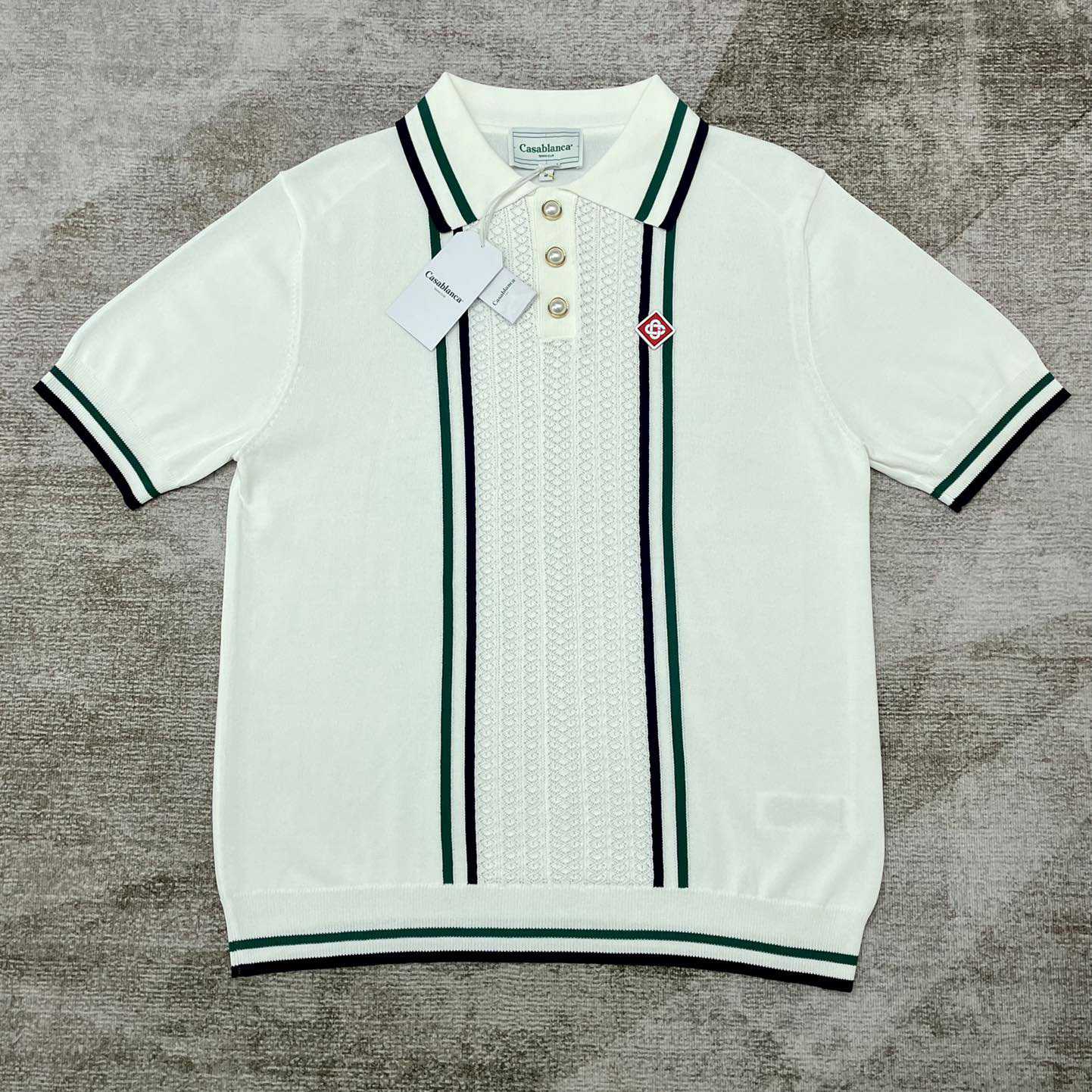 Casablanca Tennis Club Ribbed-knit Polo Shirt   D0043 - PerfectKickZ
