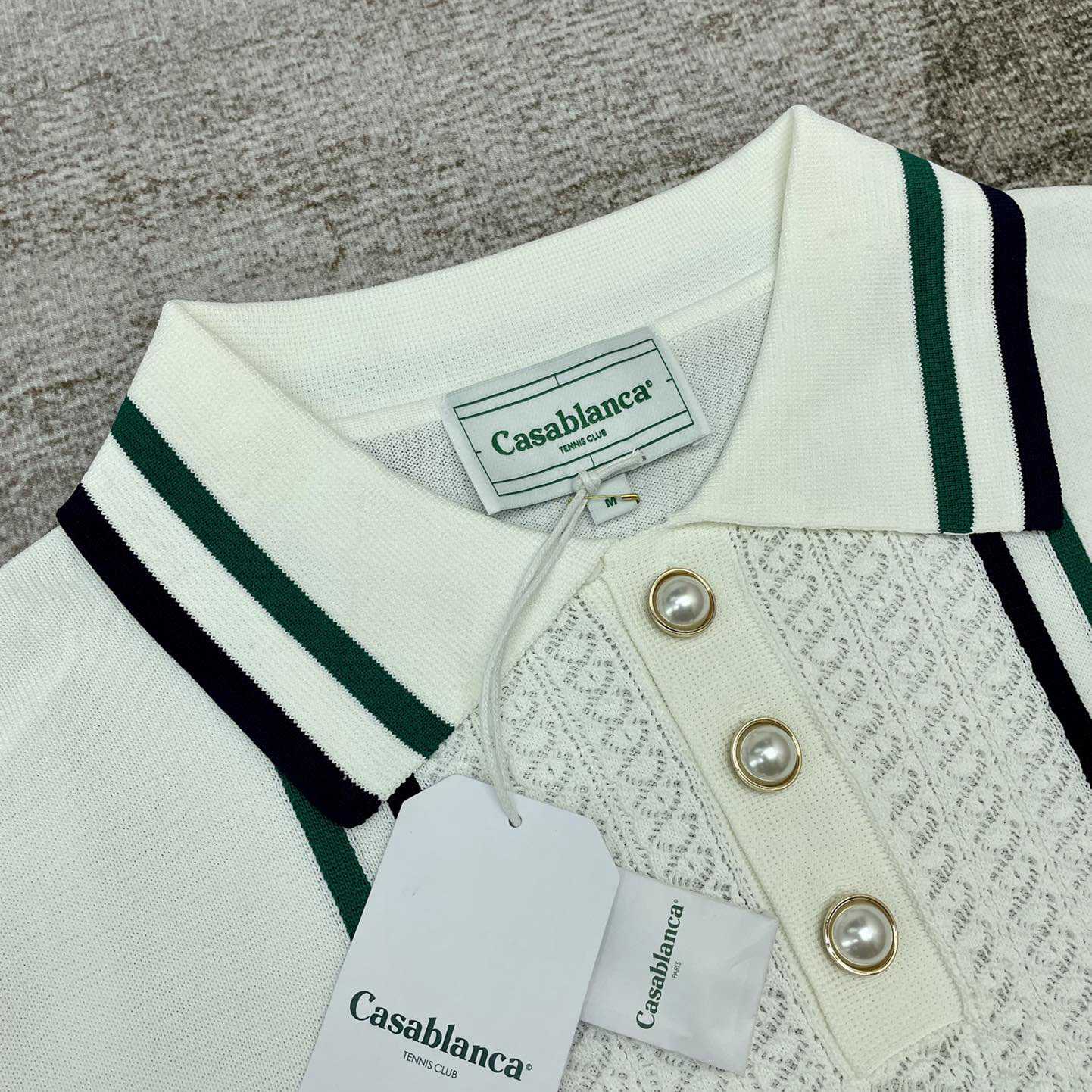 Casablanca Tennis Club Ribbed-knit Polo Shirt   D0043 - PerfectKickZ