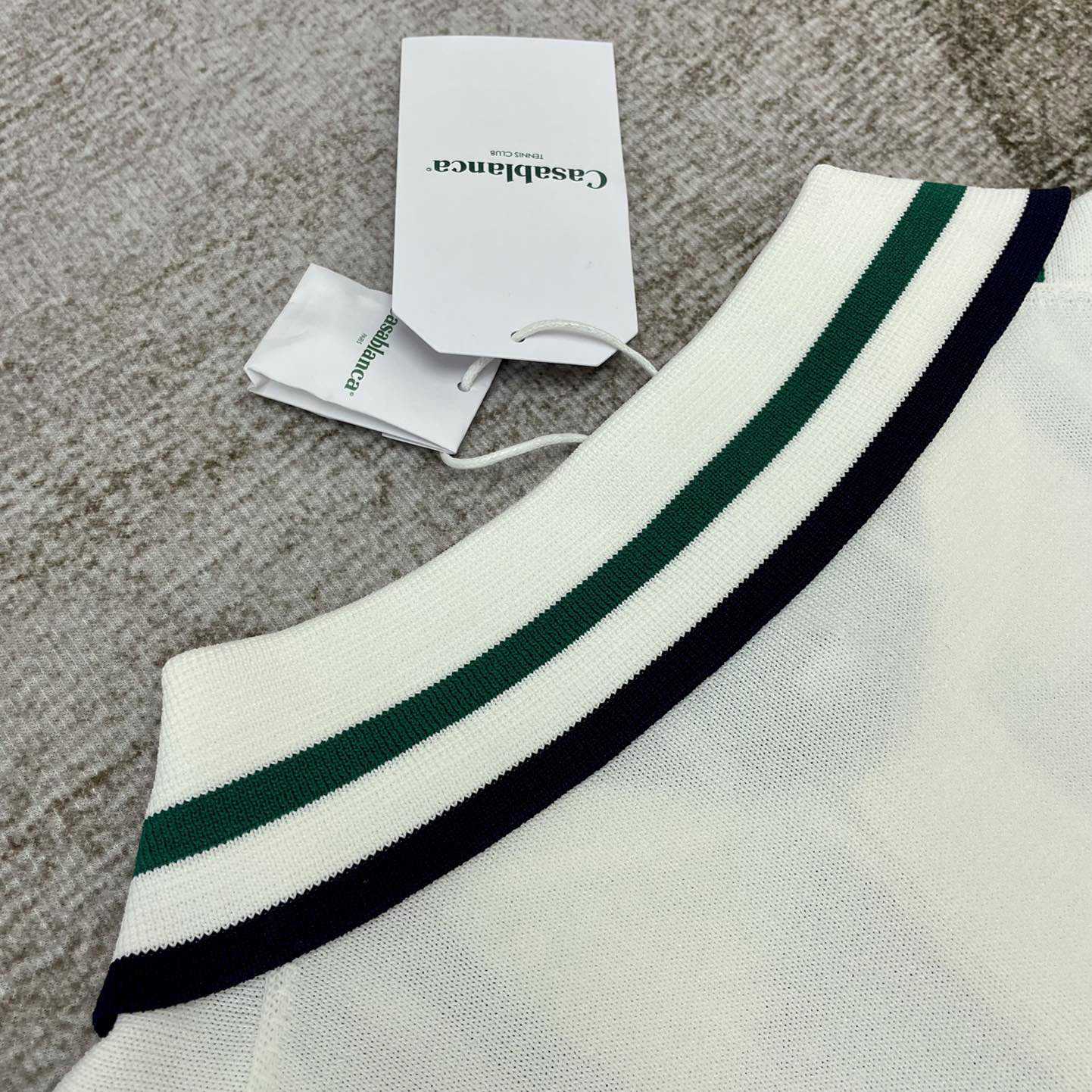 Casablanca Tennis Club Ribbed-knit Polo Shirt   D0043 - PerfectKickZ