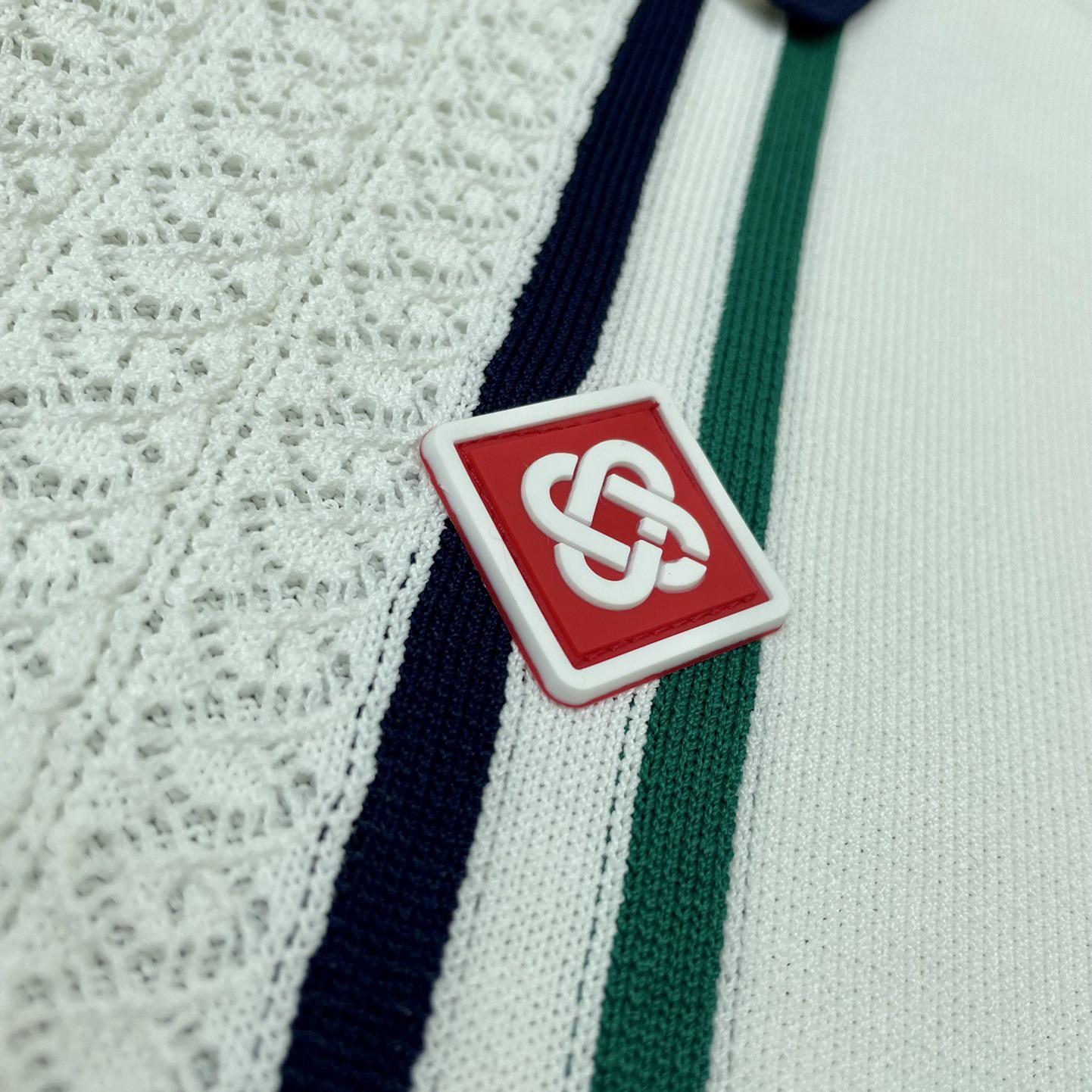Casablanca Tennis Club Ribbed-knit Polo Shirt   D0043 - PerfectKickZ