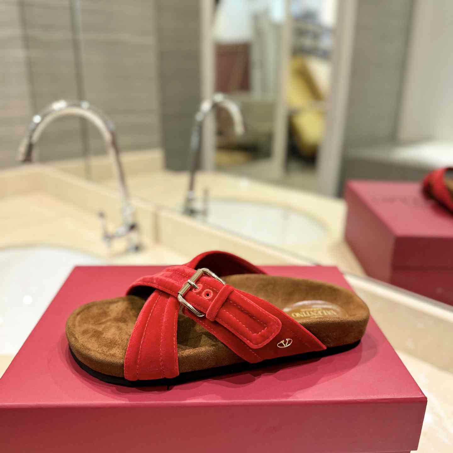 Valenti Fussfriend Velvet Slide Sandal  - PerfectKickZ