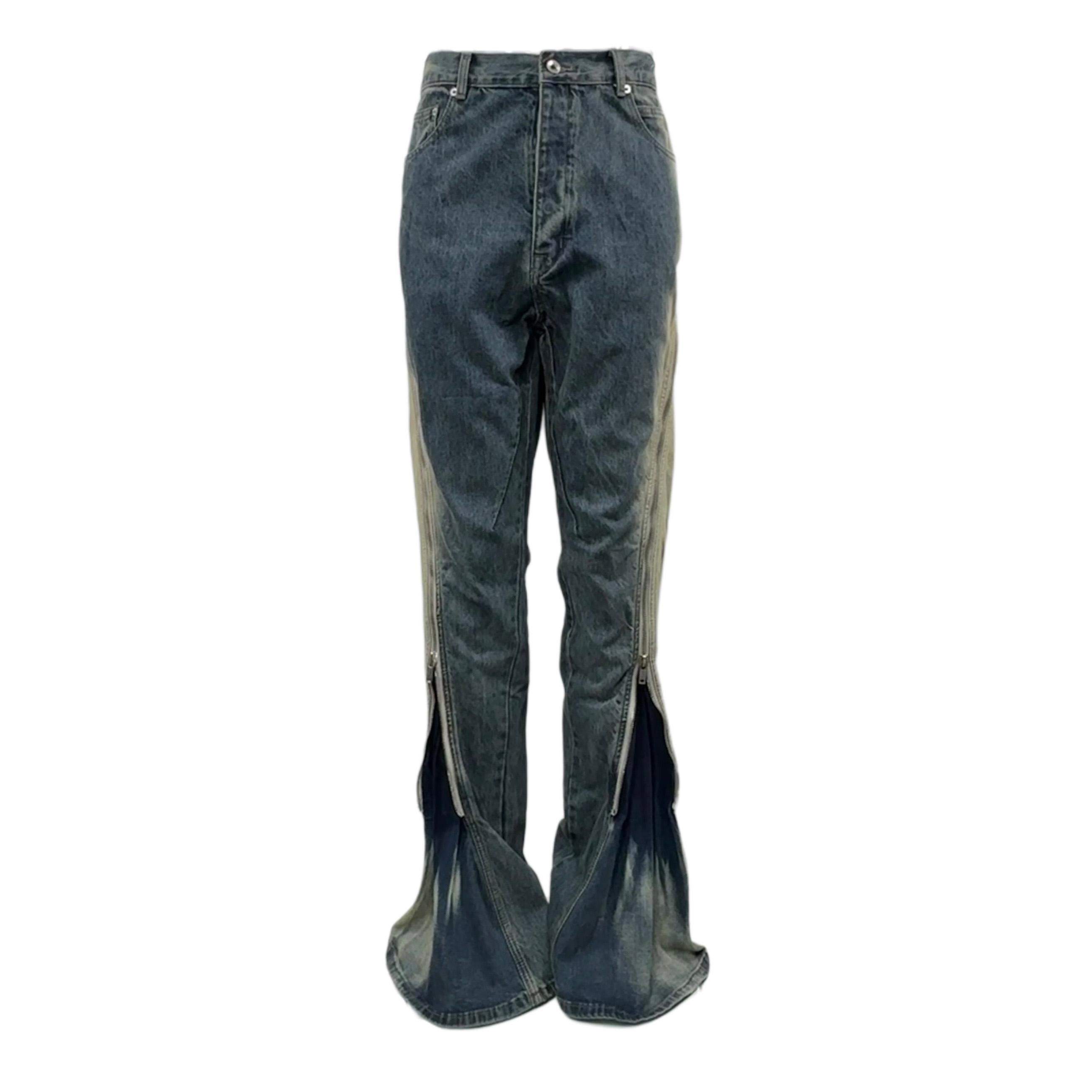 Rick Owens Blue Bolan Banana Straight-leg Flared Zip-embellished Jeans - PerfectKickZ