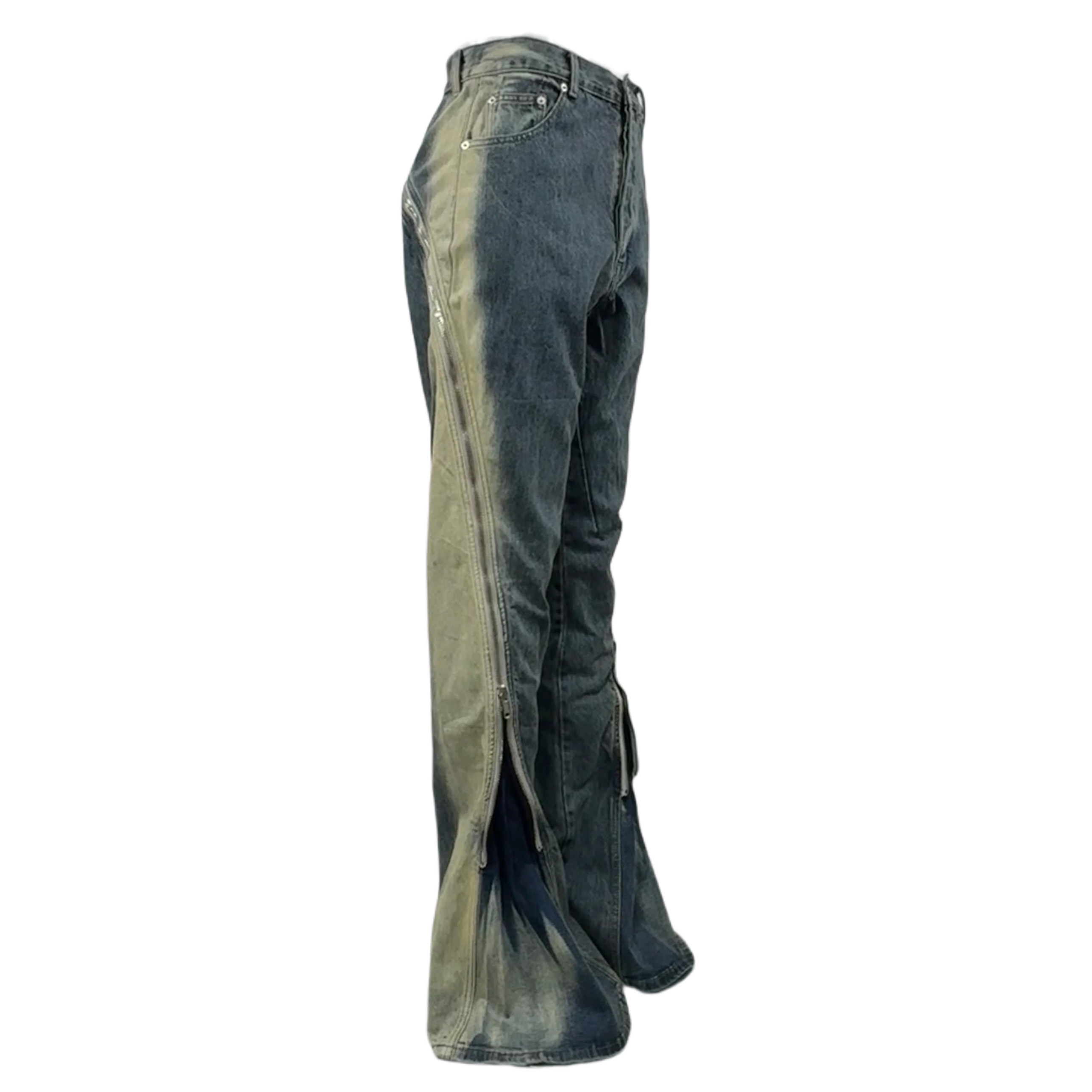 Rick Owens Blue Bolan Banana Straight-leg Flared Zip-embellished Jeans - PerfectKickZ