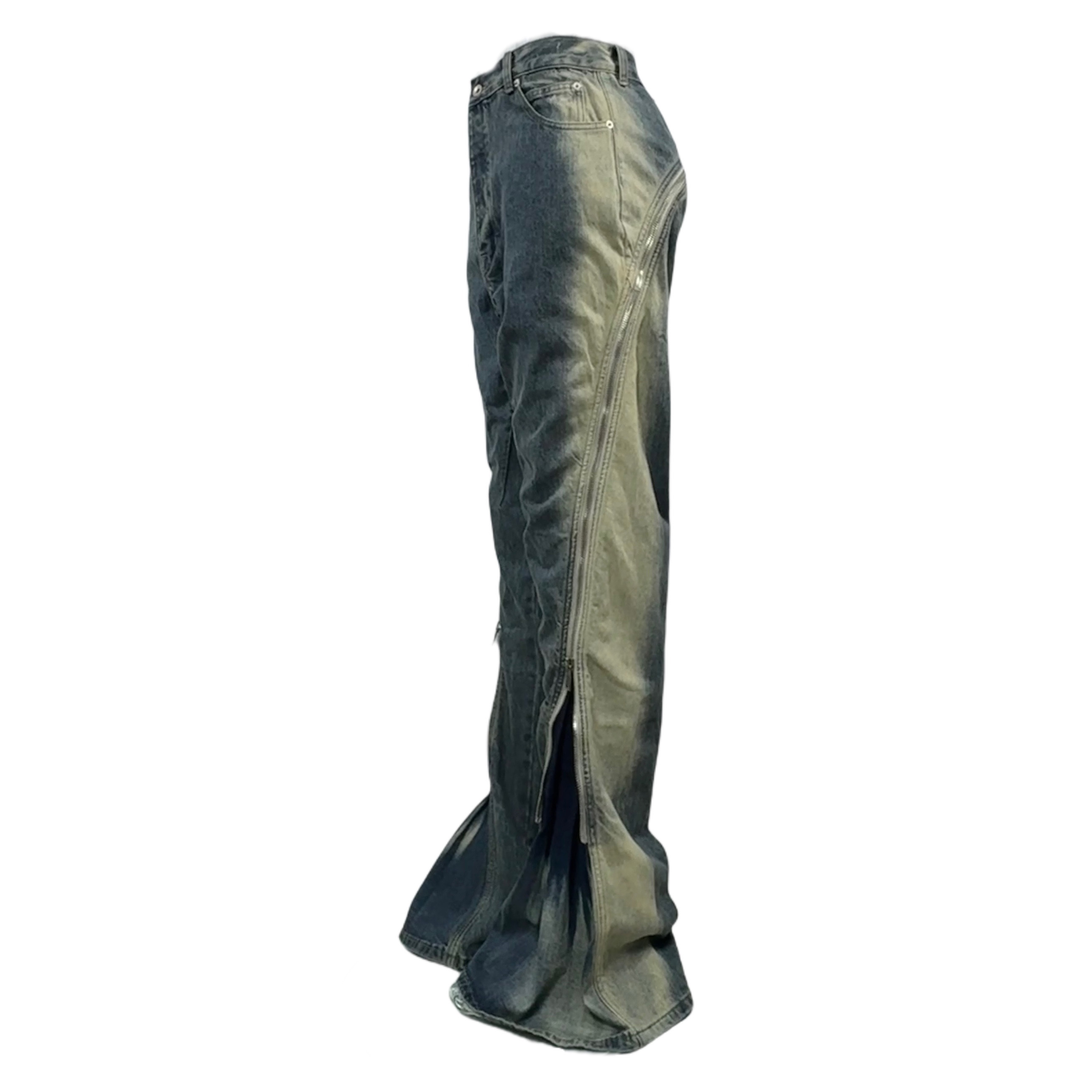Rick Owens Blue Bolan Banana Straight-leg Flared Zip-embellished Jeans - 