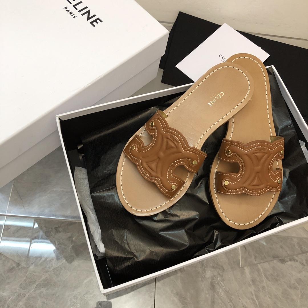Celine Triomphe Mule In Calfskin Leather - PerfectKickZ