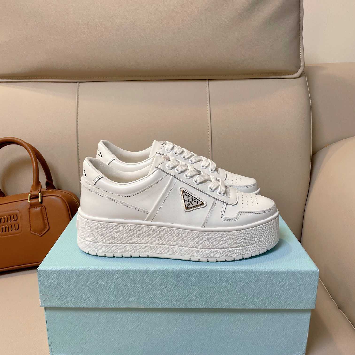 Prada Downtown Bold Leather Sneakers - PerfectKickZ