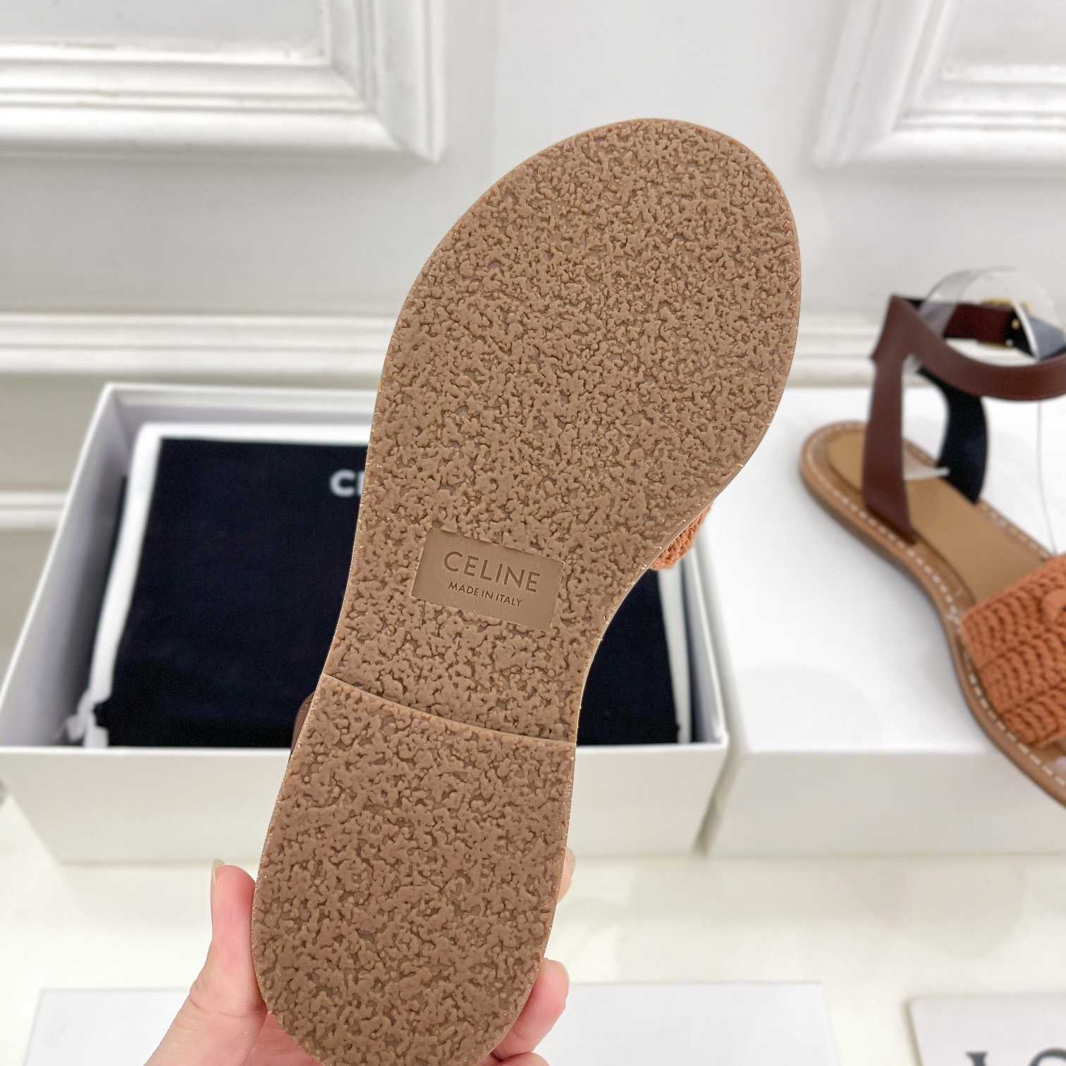 Celine Lympia Sandal In Triomphe Maccrame Cotton & Calfskin - 