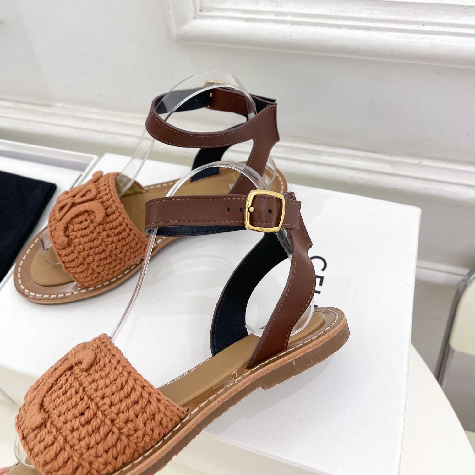 Celine Lympia Sandal In Triomphe Maccrame Cotton & Calfskin - 