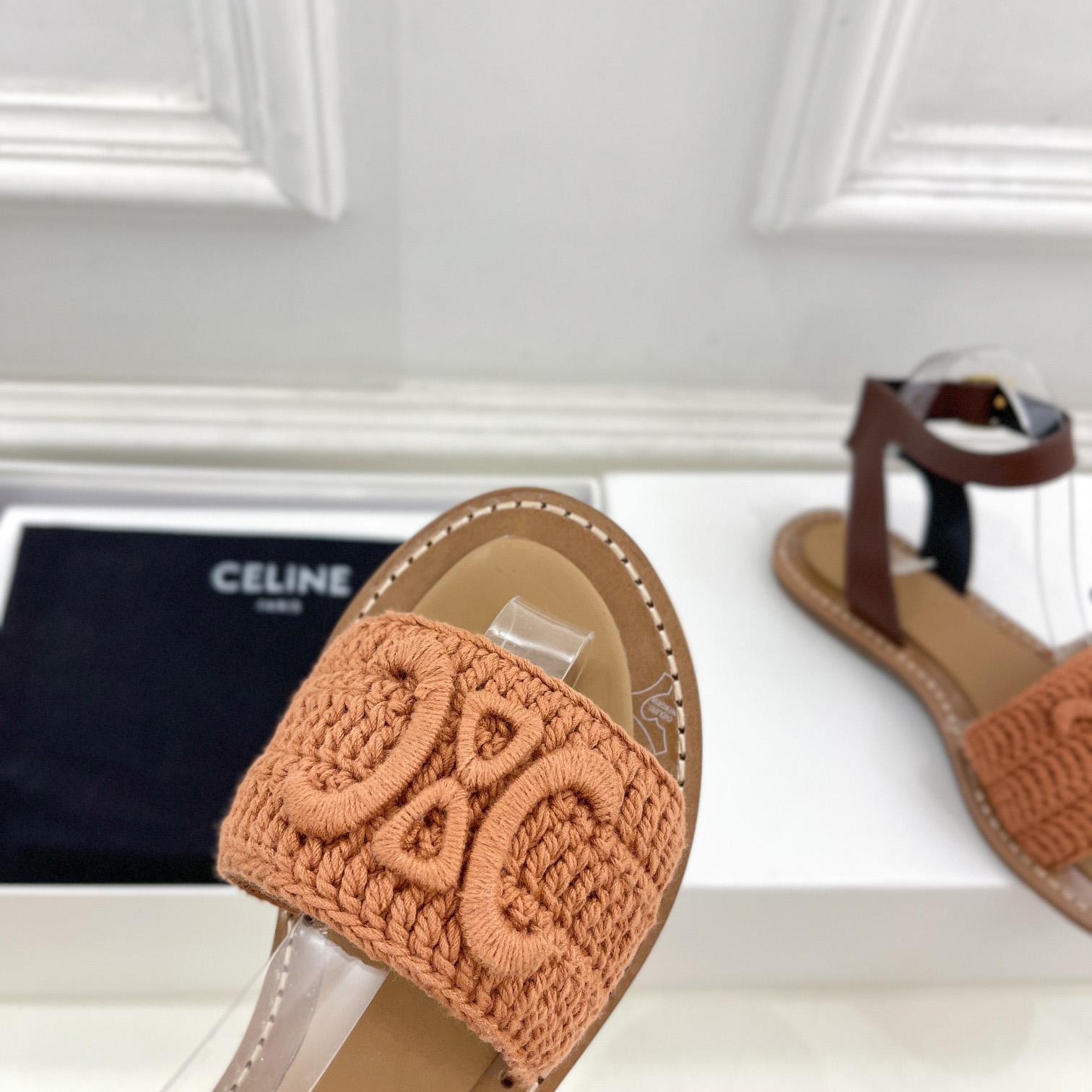 Celine Lympia Sandal In Triomphe Maccrame Cotton & Calfskin - 