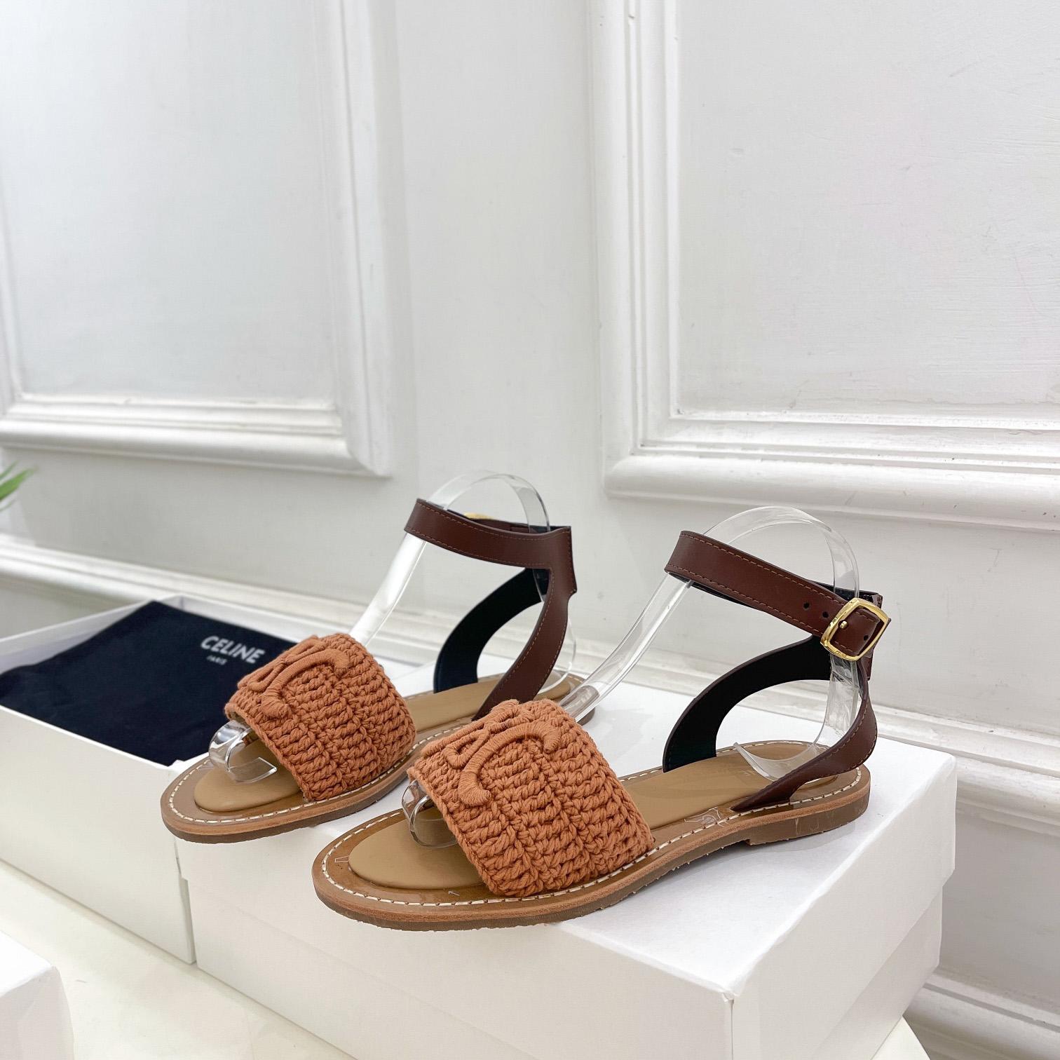 Celine Lympia Sandal In Triomphe Maccrame Cotton & Calfskin - 