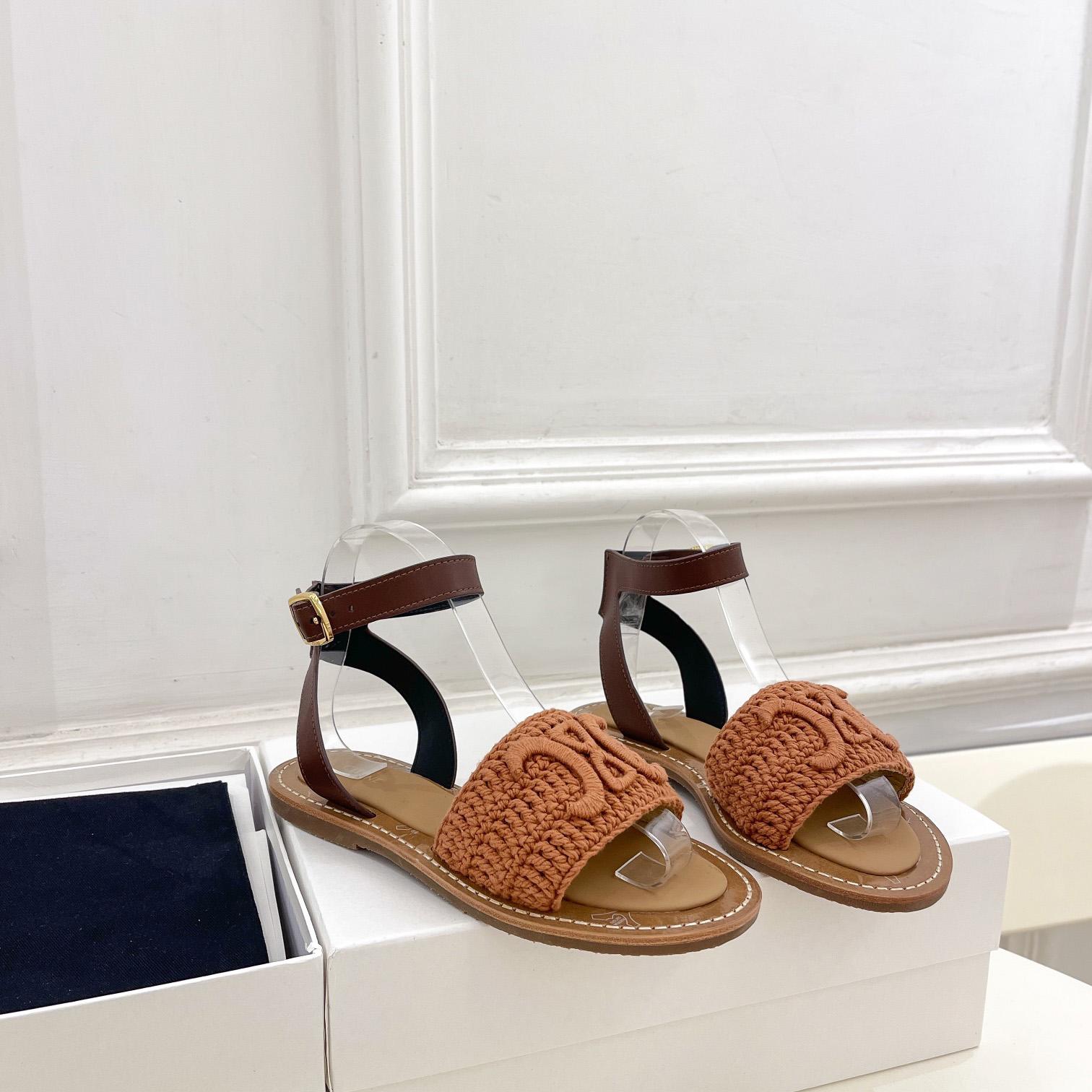 Celine Lympia Sandal In Triomphe Maccrame Cotton & Calfskin - PerfectKickZ