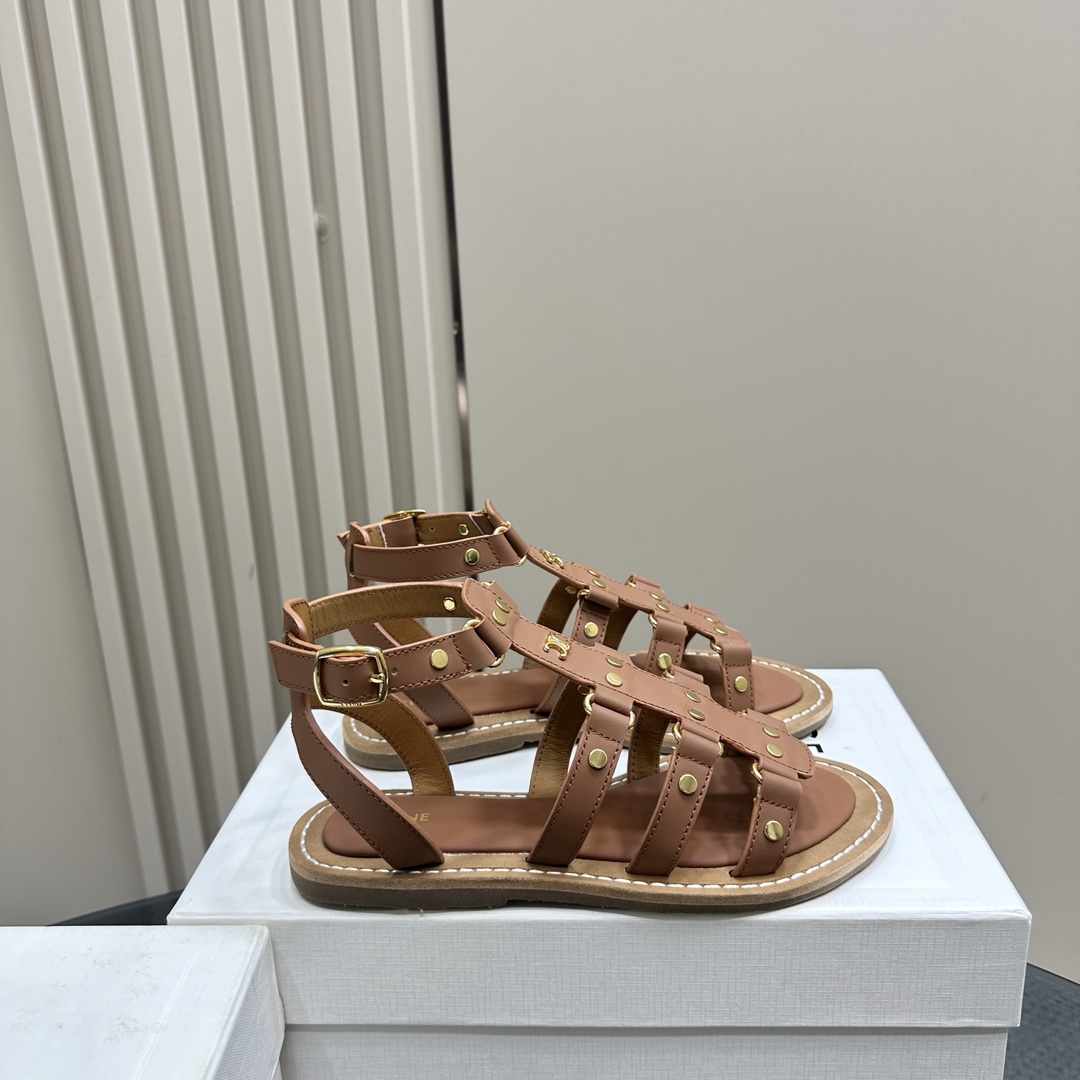 Celine Lympia Gladiator Sandal In Calfskin Tan - PerfectKickZ