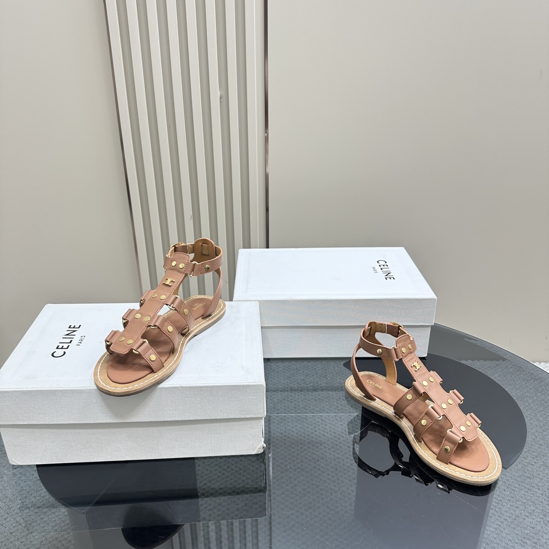 Celine Lympia Gladiator Sandal In Calfskin Tan - PerfectKickZ