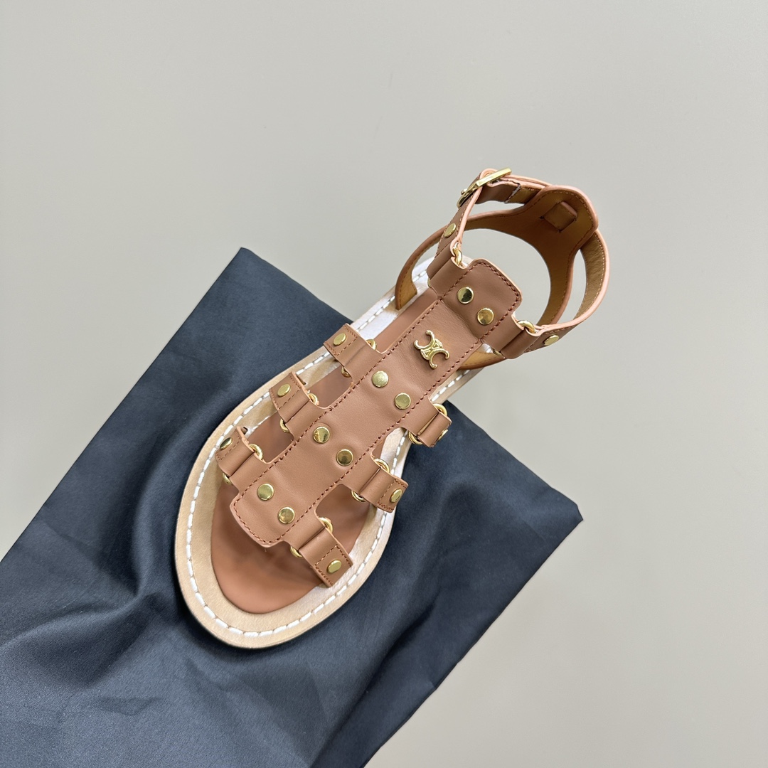 Celine Lympia Gladiator Sandal In Calfskin Tan - PerfectKickZ