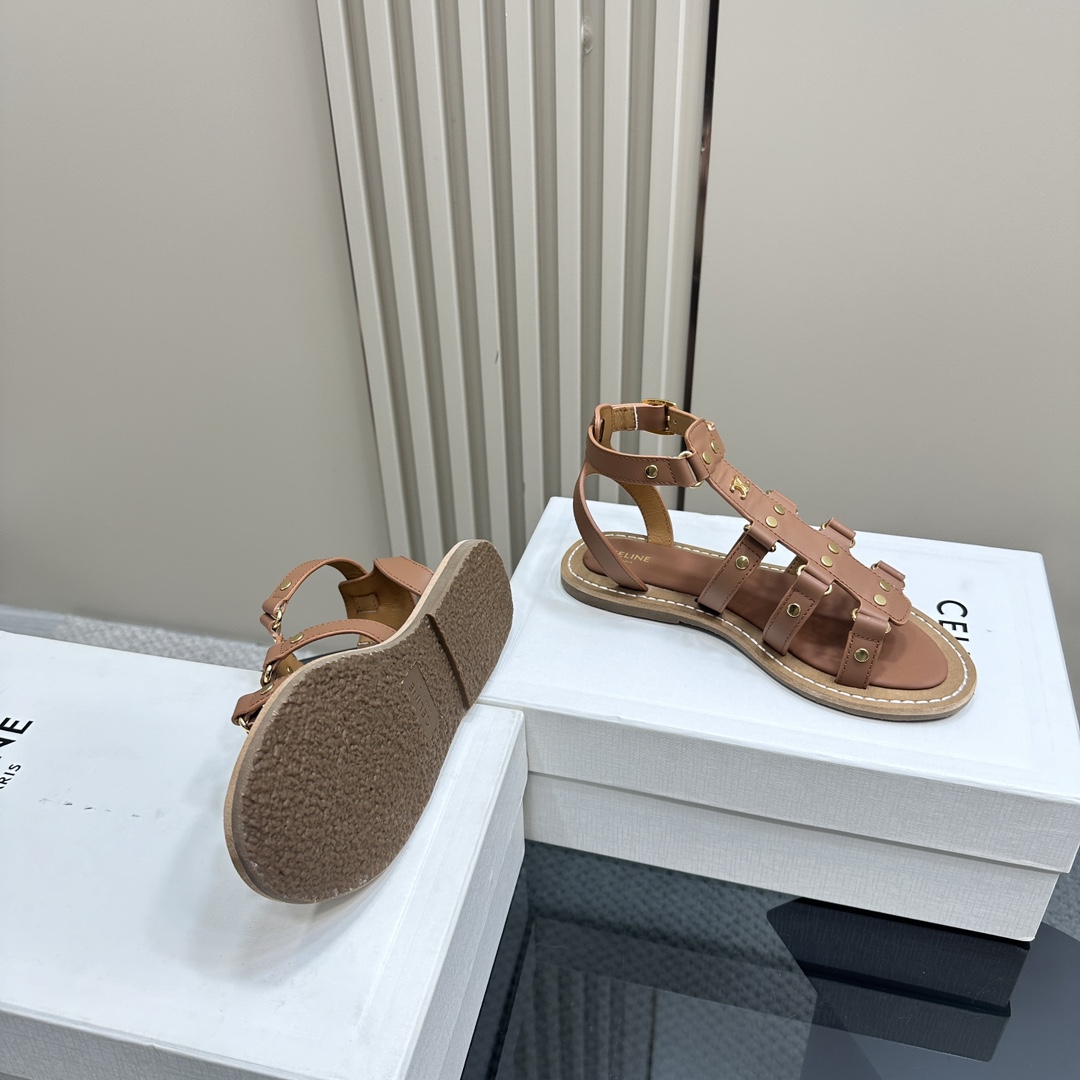 Celine Lympia Gladiator Sandal In Calfskin Tan - PerfectKickZ