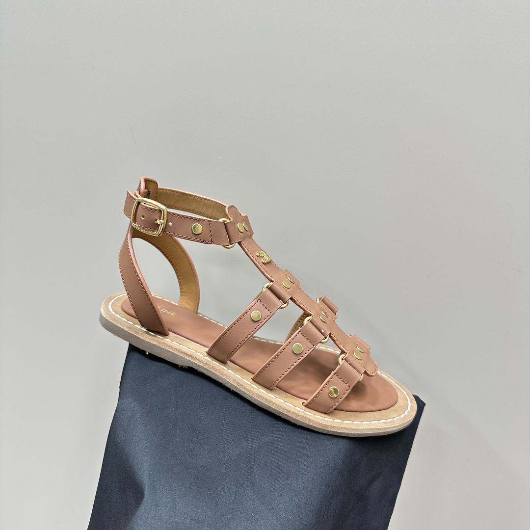 Celine Lympia Gladiator Sandal In Calfskin Tan - PerfectKickZ