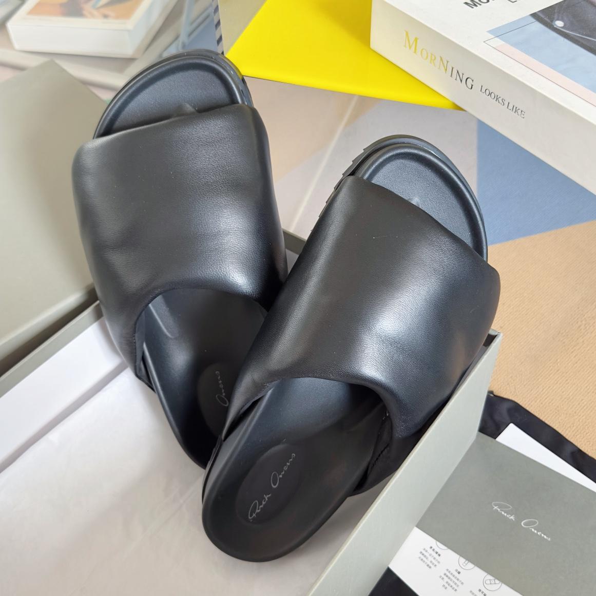 Rick Owens Puffer Slide In Black - PerfectKickZ