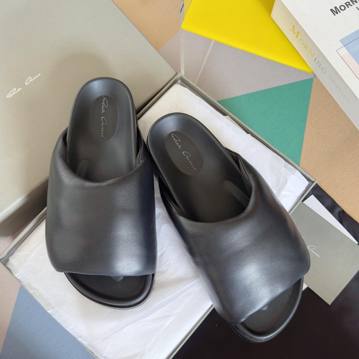 Rick Owens Puffer Slide In Black - PerfectKickZ