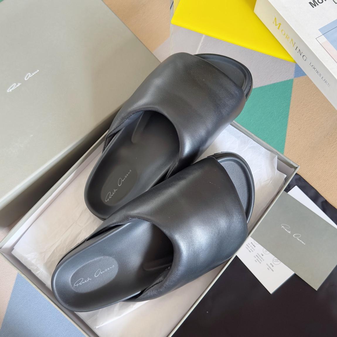 Rick Owens Puffer Slide In Black - PerfectKickZ