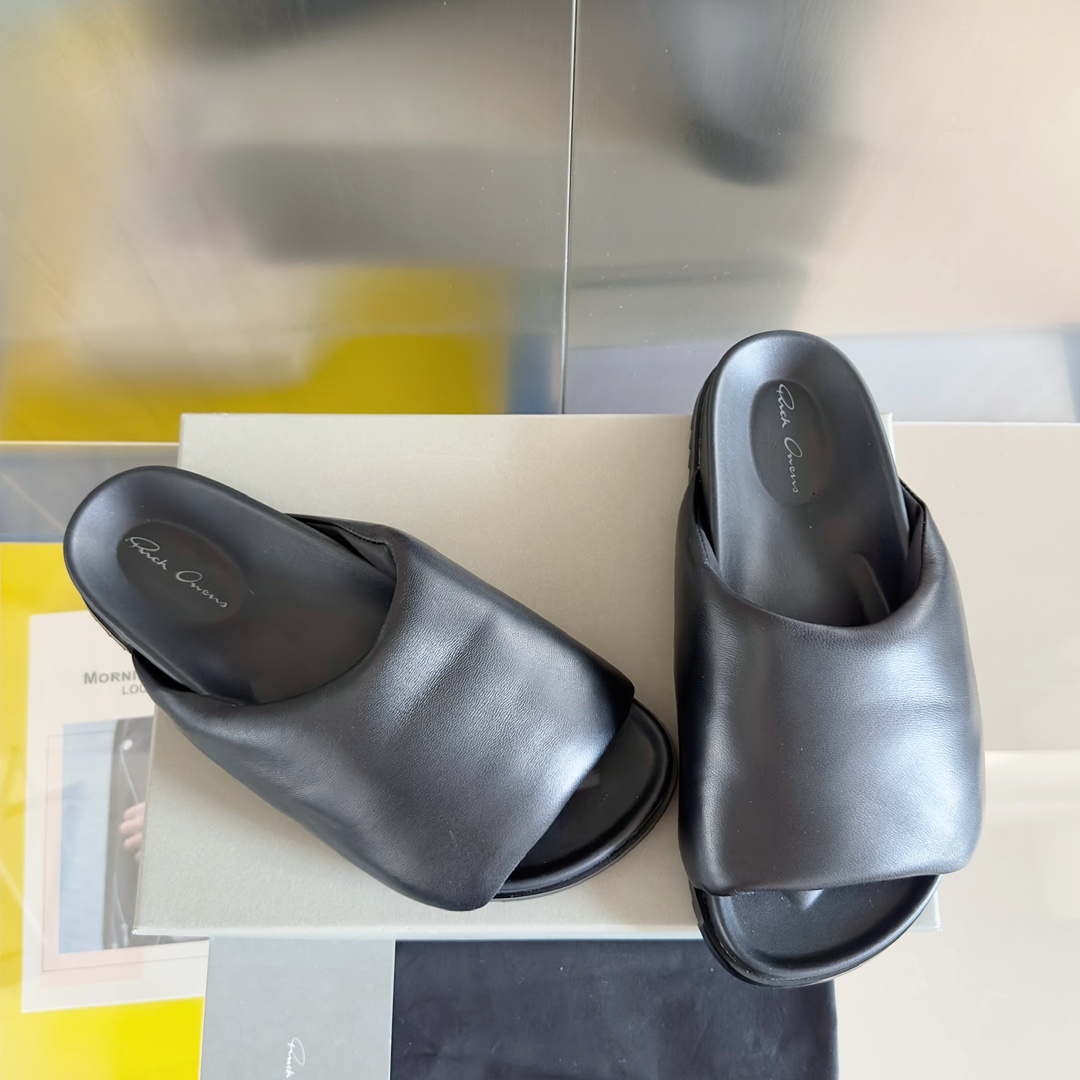 Rick Owens Puffer Slide In Black - PerfectKickZ
