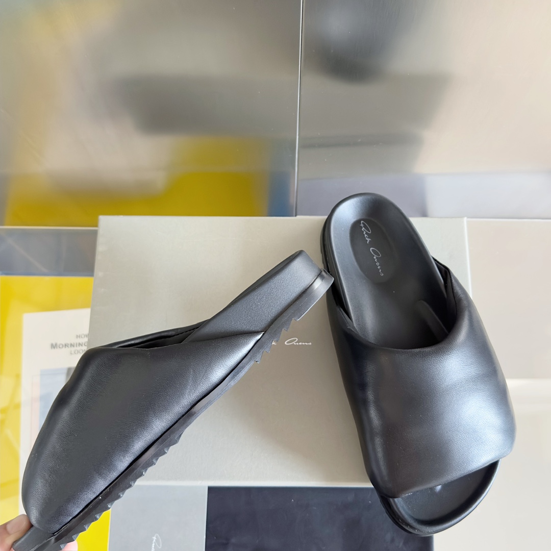 Rick Owens Puffer Slide In Black - PerfectKickZ