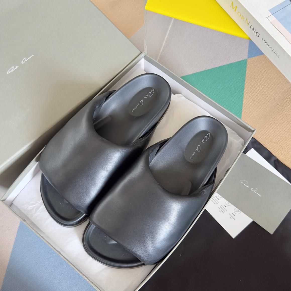 Rick Owens Puffer Slide In Black - PerfectKickZ