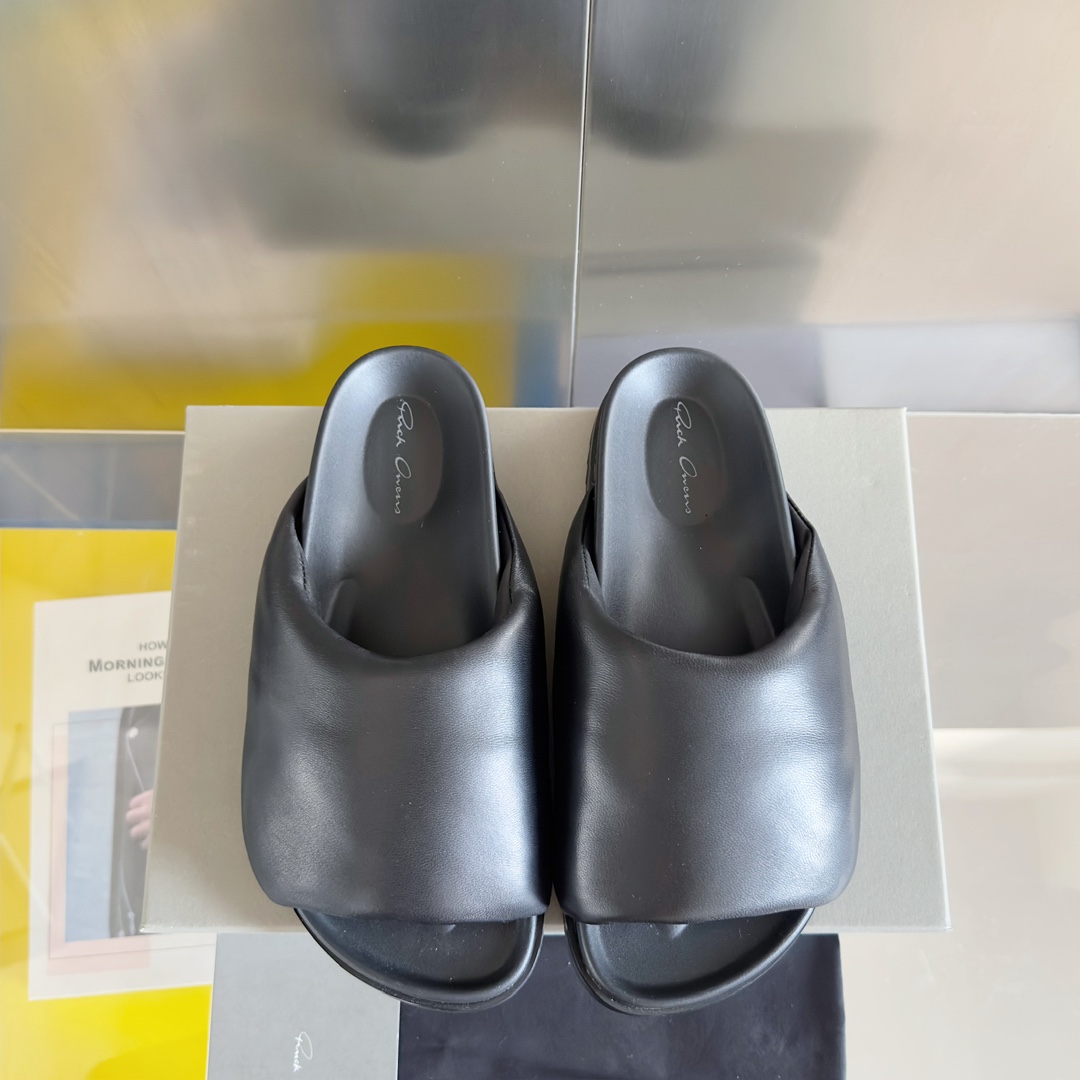 Rick Owens Puffer Slide In Black - PerfectKickZ