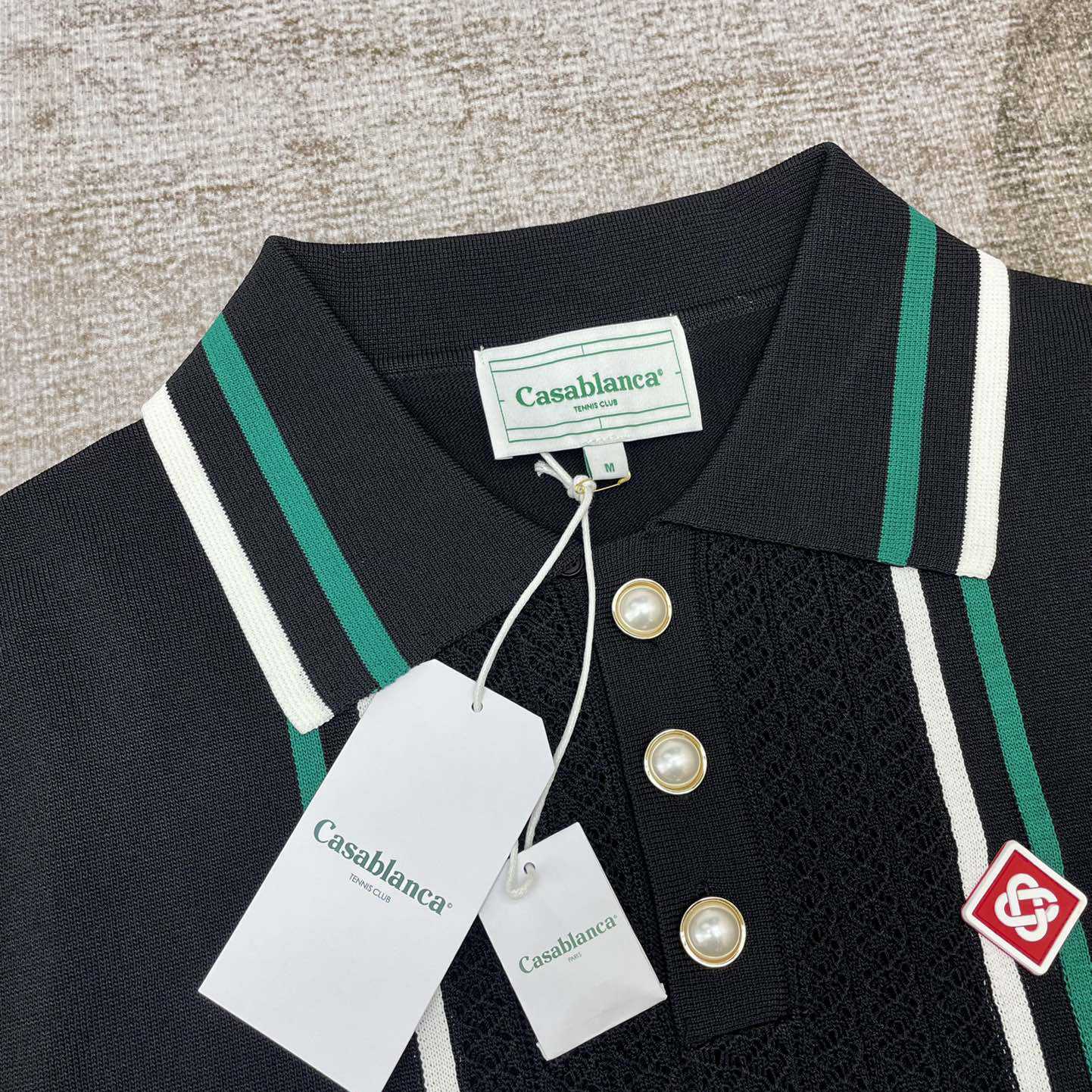Casablanca Tennis Club Ribbed-knit Polo Shirt   D0044 - PerfectKickZ