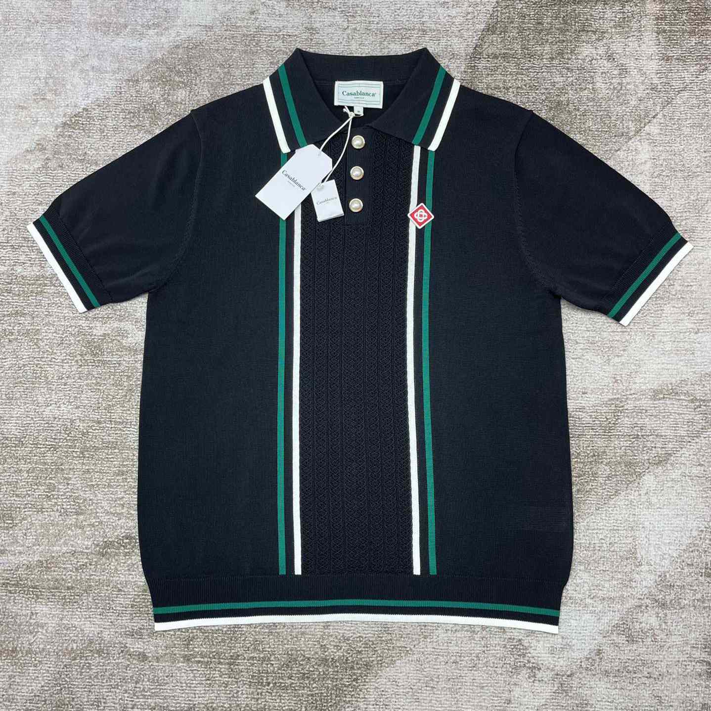 Casablanca Tennis Club Ribbed-knit Polo Shirt   D0044 - PerfectKickZ