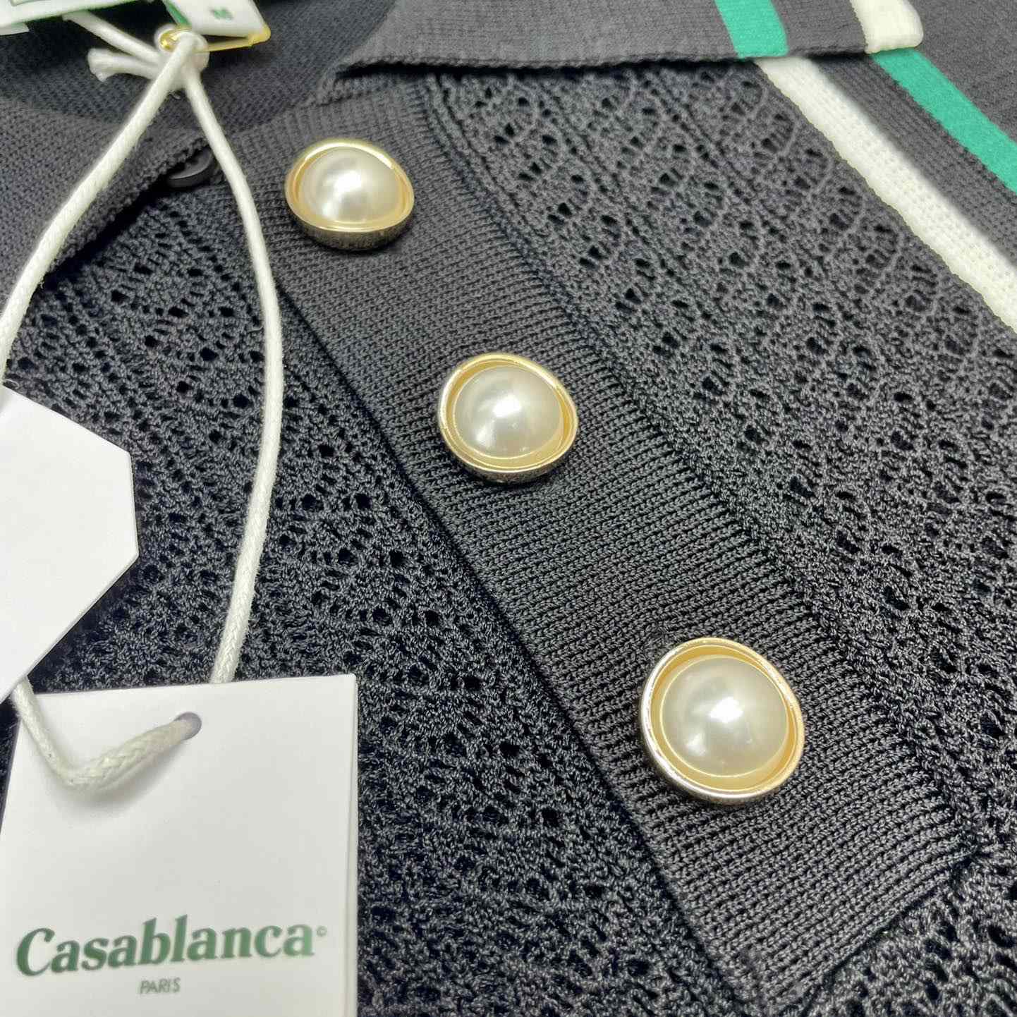 Casablanca Tennis Club Ribbed-knit Polo Shirt   D0044 - PerfectKickZ