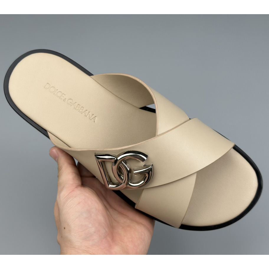 Dolce & Gabbana Logo-plaque Cross-over Leather Sandals - PerfectKickZ