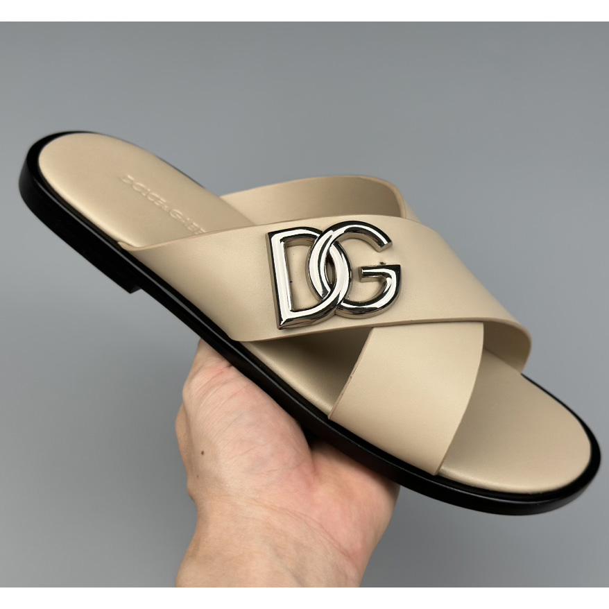 Dolce & Gabbana Logo-plaque Cross-over Leather Sandals - PerfectKickZ