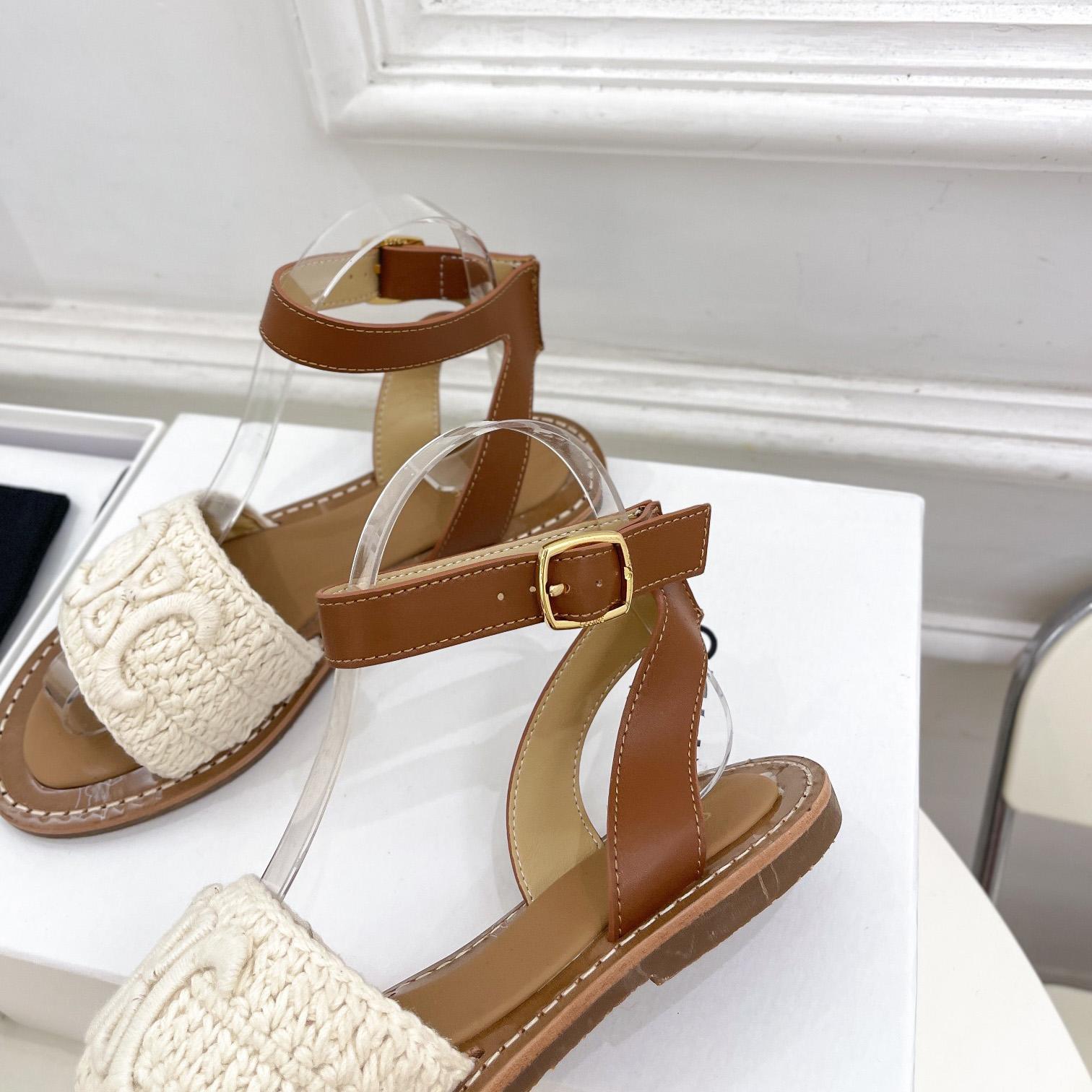 Celine Lympia Sandal In Triomphe Maccrame Cotton & Calfskin - PerfectKickZ