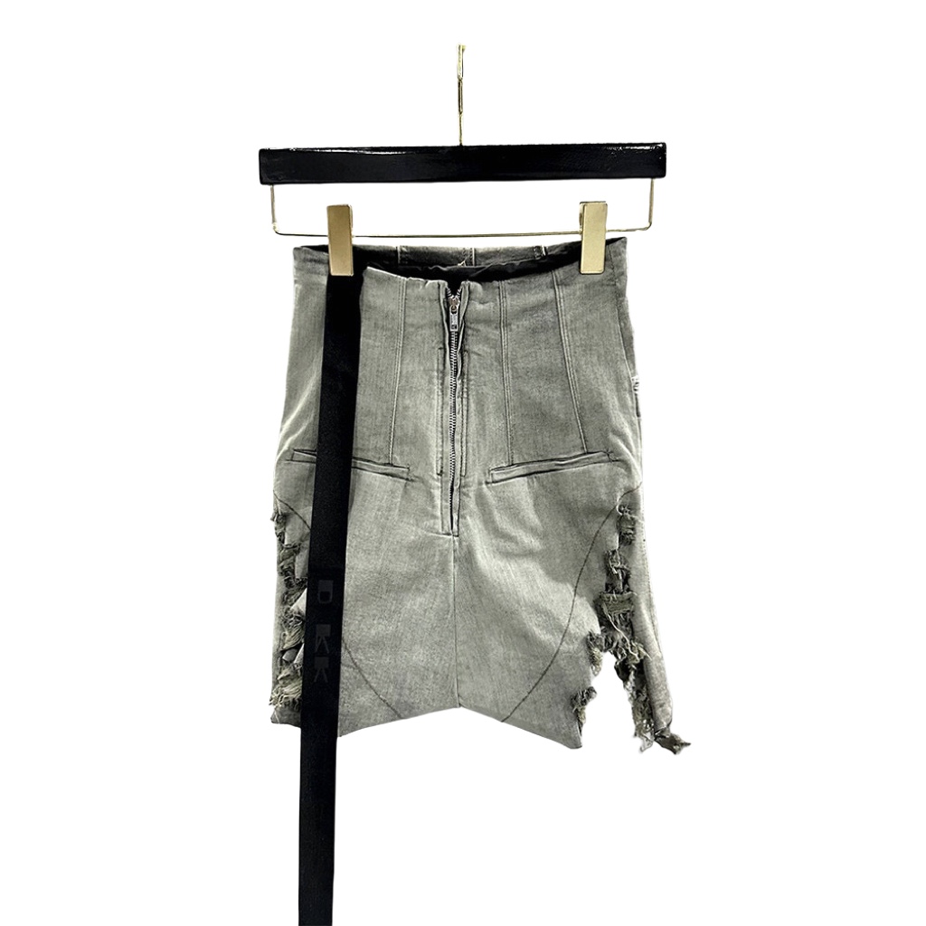 Rick Owens Distressed High-waist Mini Shorts  - PerfectKickZ