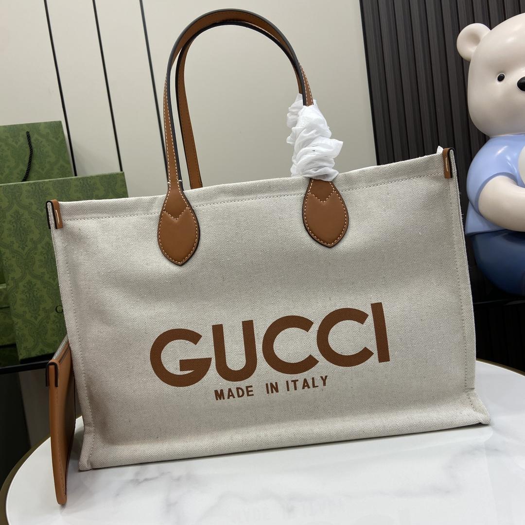Gucci Medium Tote Bag With Gucci Print - PerfectKickZ