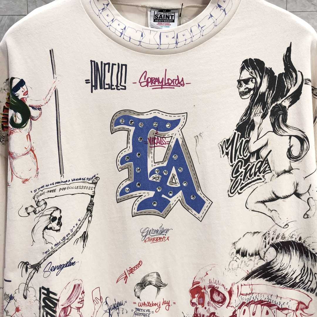 Saint Michael Long-sleeve Graphic-print T-shirt - PerfectKickZ