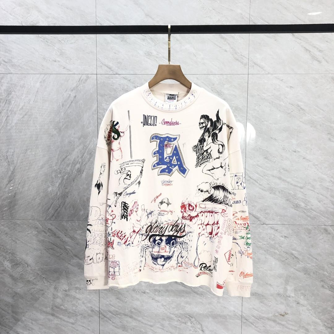 Saint Michael Long-sleeve Graphic-print T-shirt - PerfectKickZ