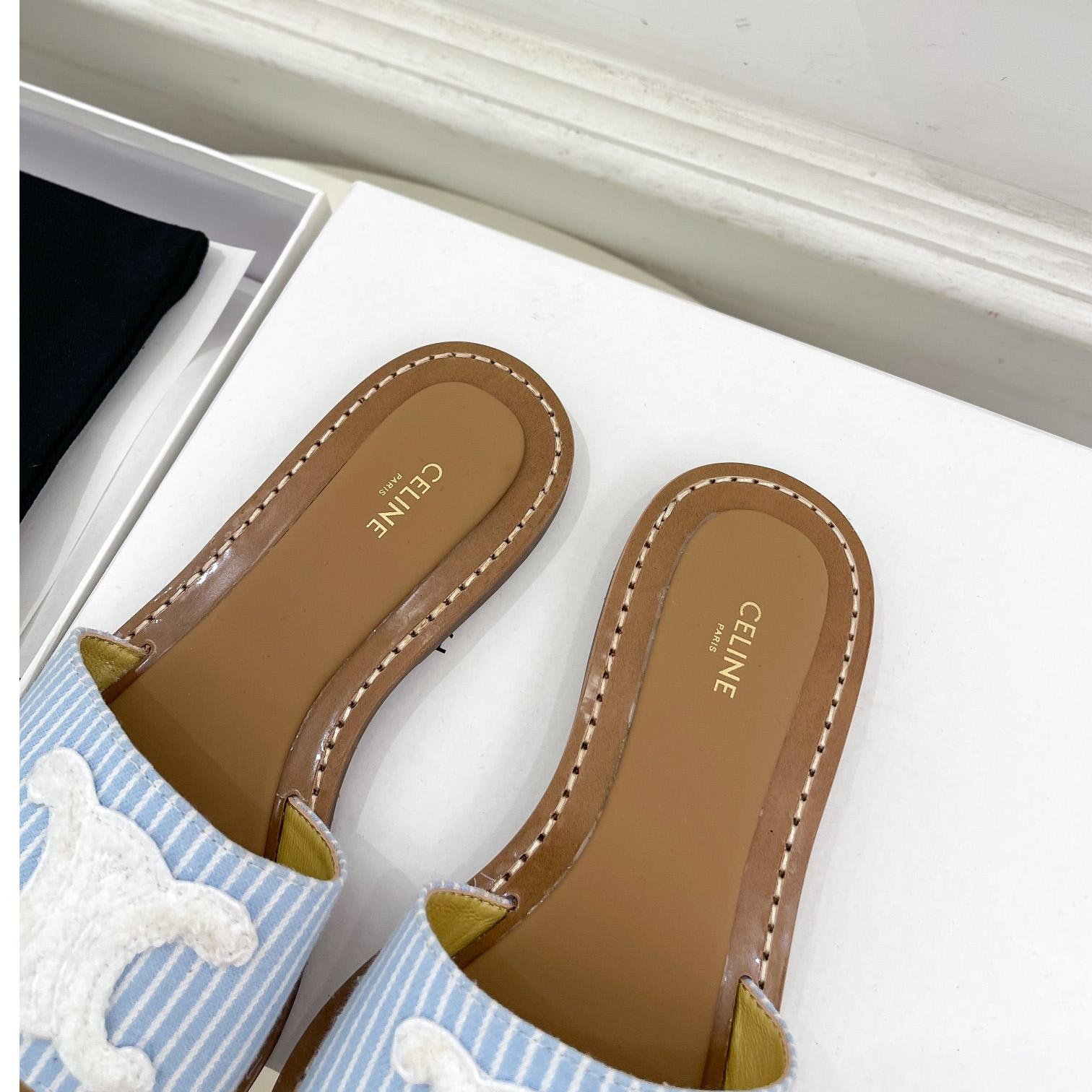 Celine Lympia Mule In Oshkosh Canvas Off White / Navy - PerfectKickZ