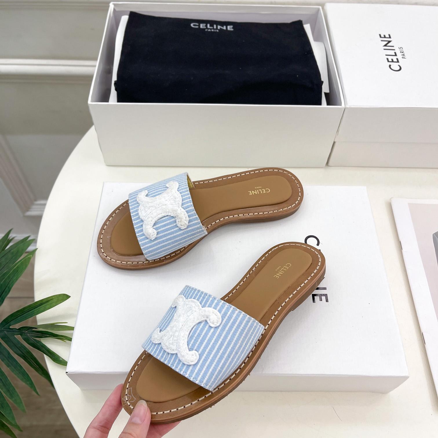 Celine Lympia Mule In Oshkosh Canvas Off White / Navy - PerfectKickZ