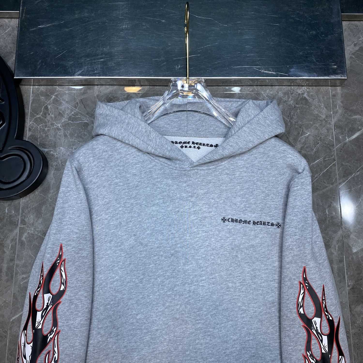 Chrome Hearts Chrome hearts Grey Race Cross Hoodie - PerfectKickZ