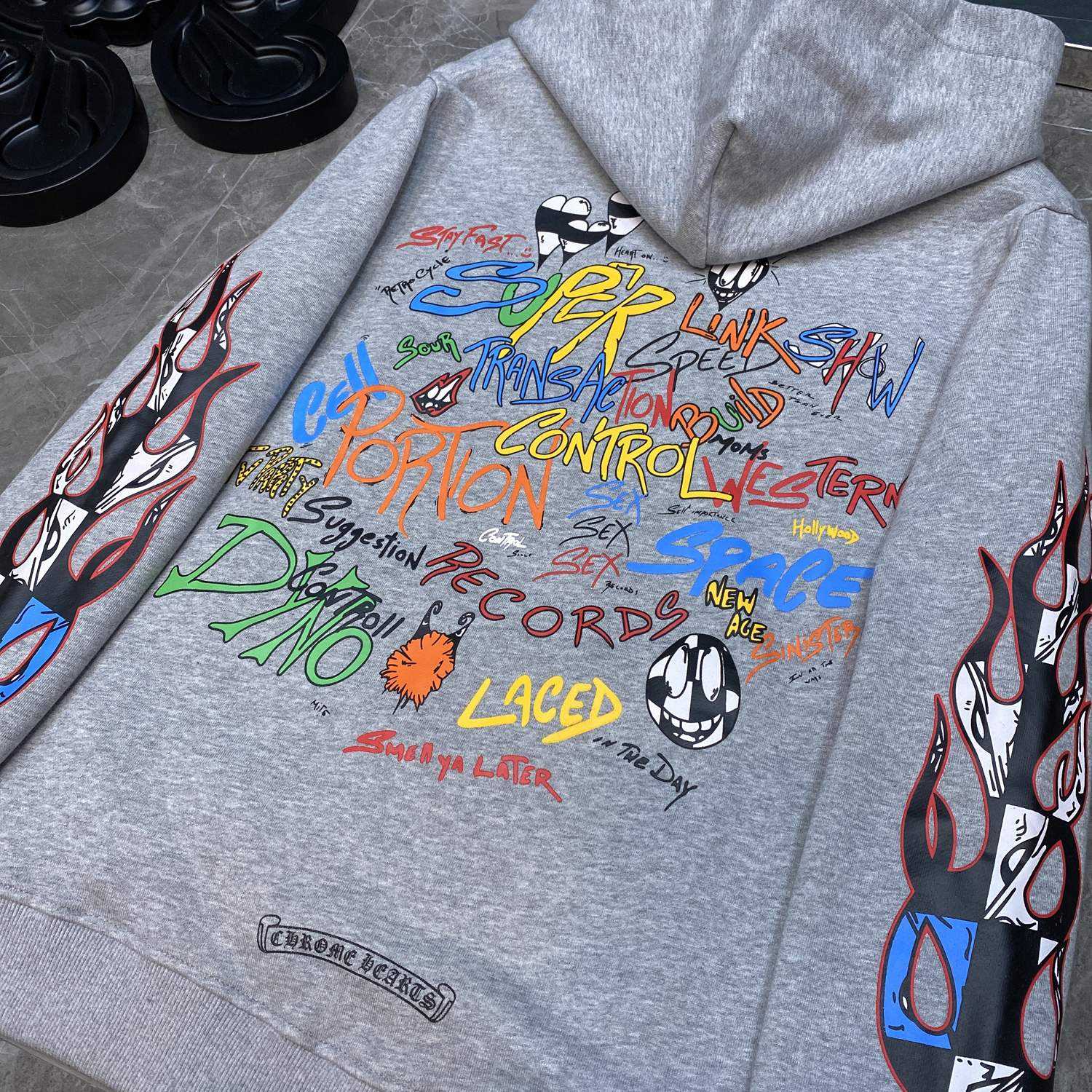 Chrome Hearts Chrome hearts Grey Race Cross Hoodie - PerfectKickZ