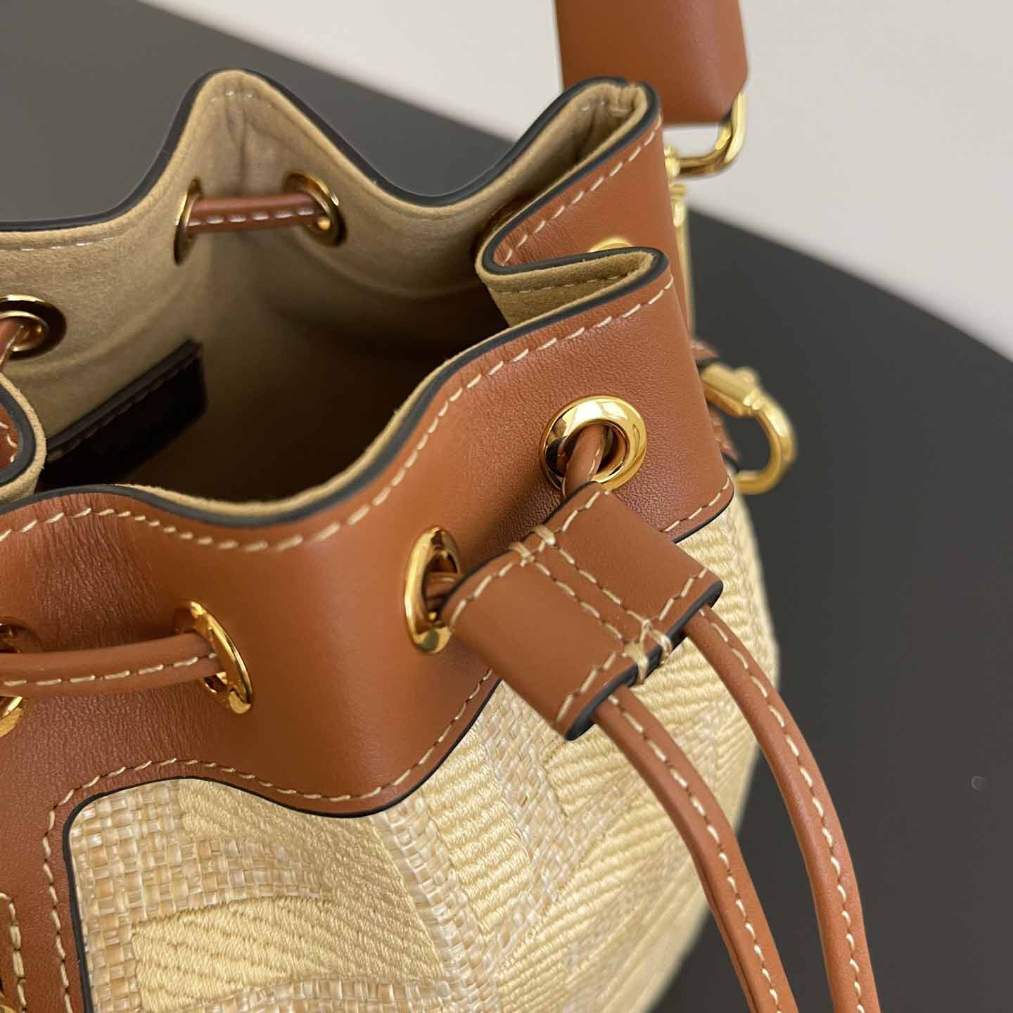 Fendi Mon Tresor Natural Straw Mini-bag With FF Embroidery - PerfectKickZ