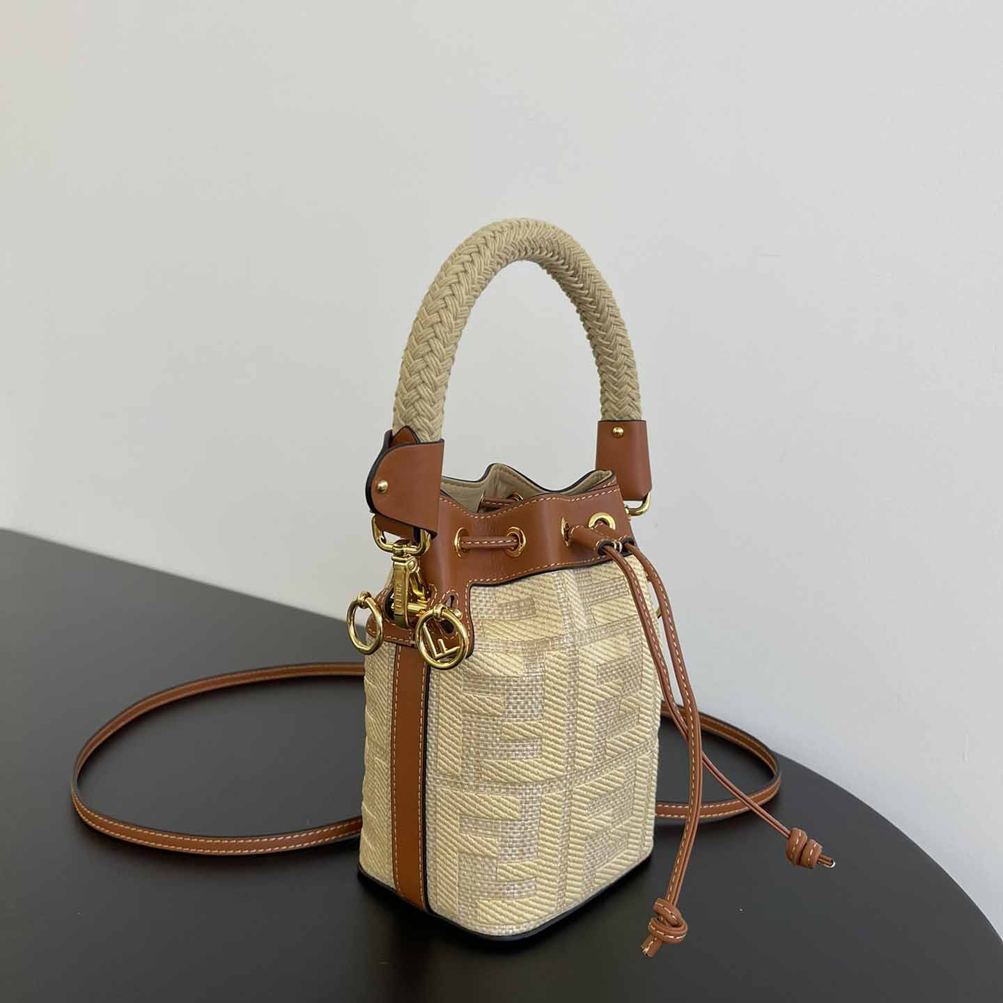 Fendi Mon Tresor Natural Straw Mini-bag With FF Embroidery - PerfectKickZ