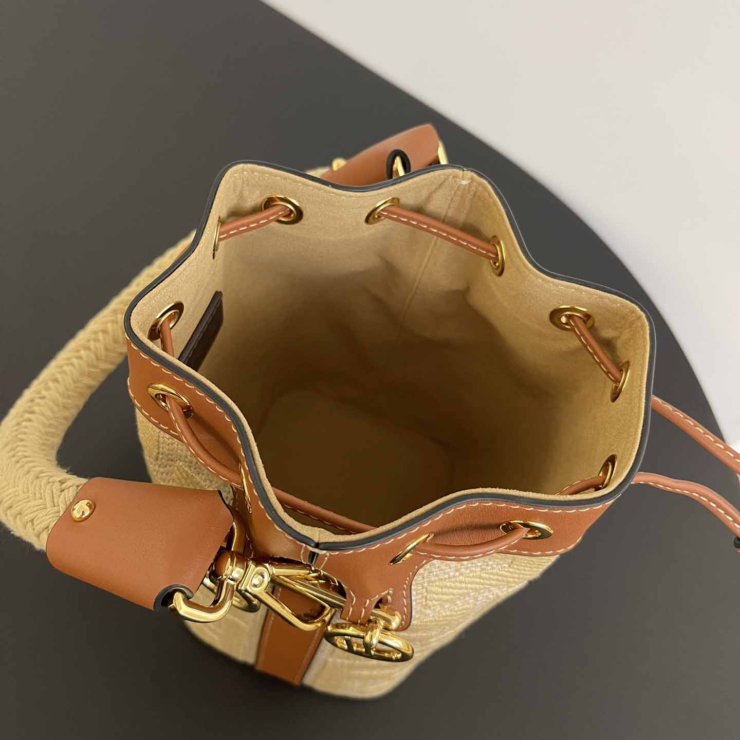 Fendi Mon Tresor Natural Straw Mini-bag With FF Embroidery - PerfectKickZ