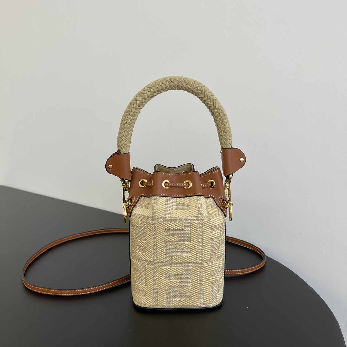 Fendi Mon Tresor Natural Straw Mini-bag With FF Embroidery - PerfectKickZ