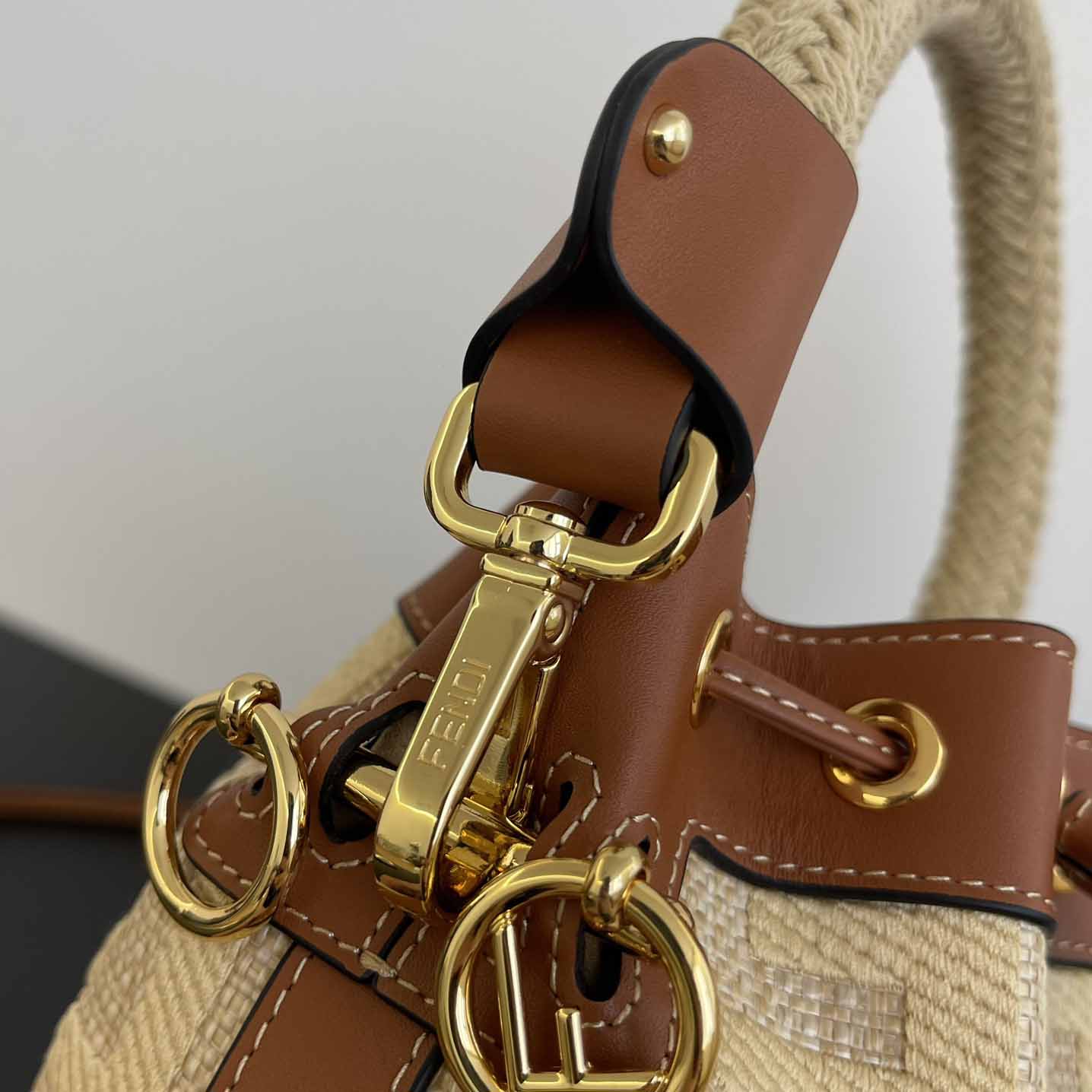 Fendi Mon Tresor Natural Straw Mini-bag With FF Embroidery - PerfectKickZ