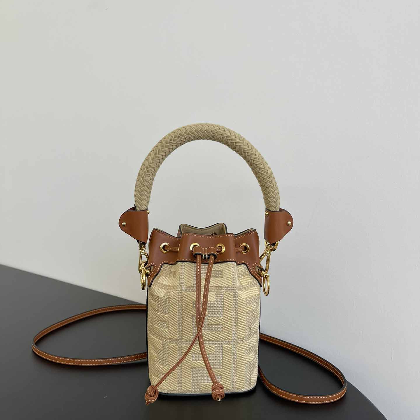 Fendi Mon Tresor Natural Straw Mini-bag With FF Embroidery - PerfectKickZ
